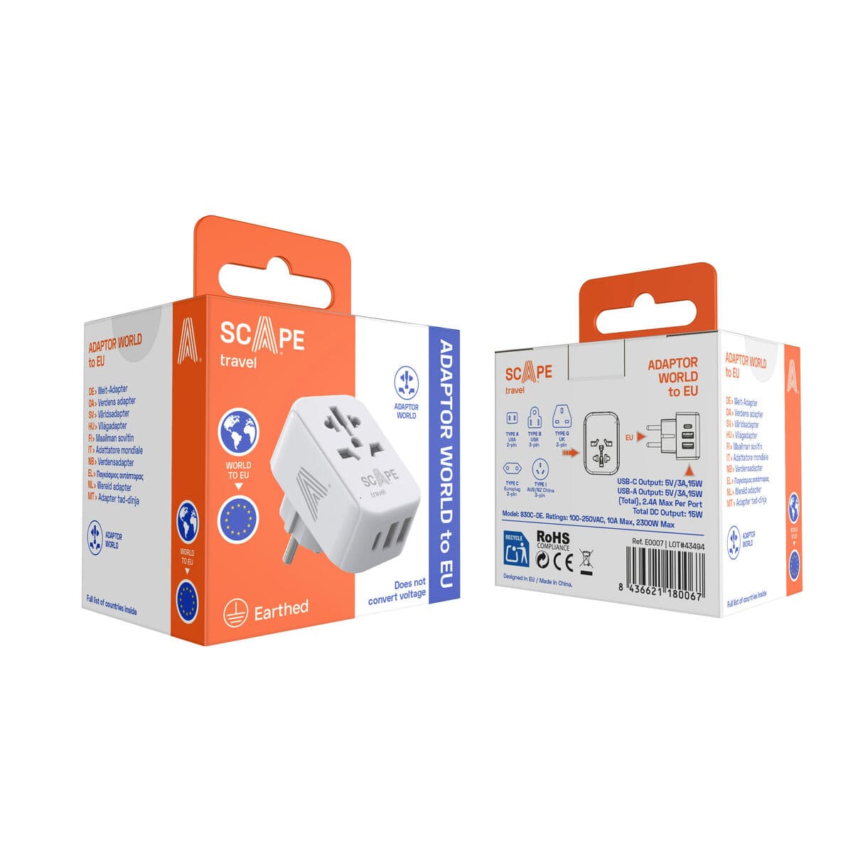 Ladrón de enchufe Scape Travel 830C-DE Plástico - Image 8