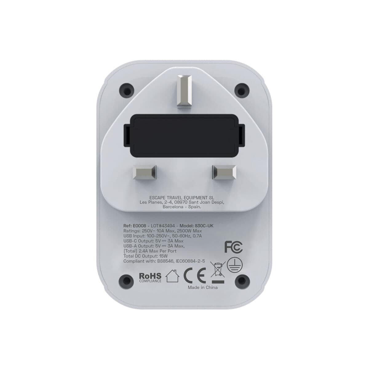Plugg adapter Scape Travel 830C-UK Plast 150 W - Image 5