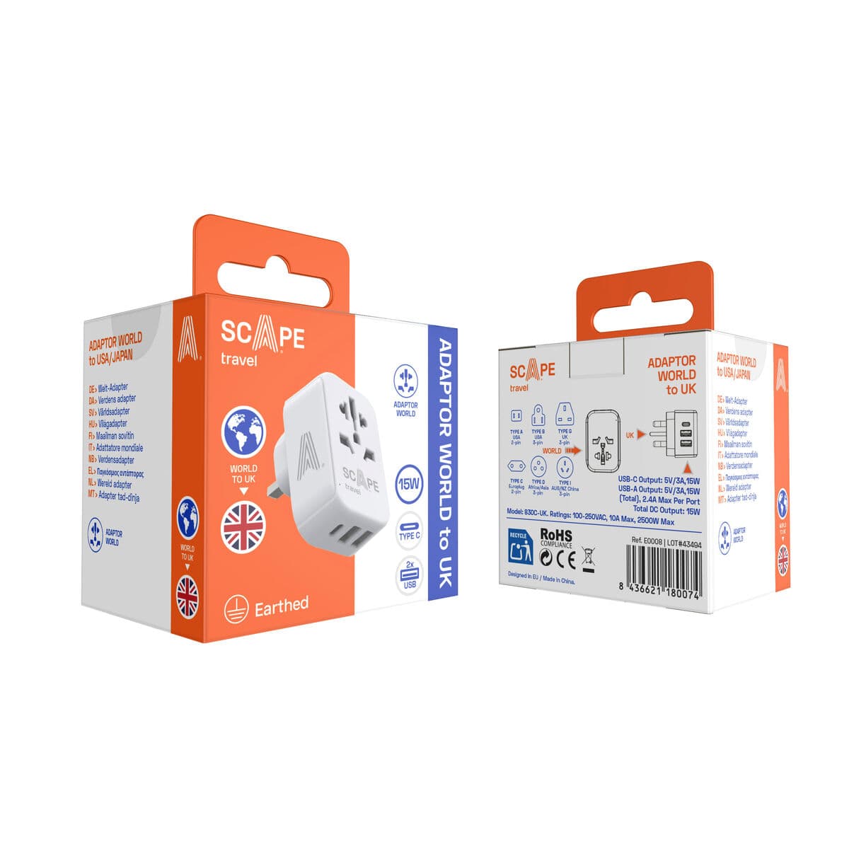 Plugg adapter Scape Travel 830C-UK Plast 150 W - Image 8