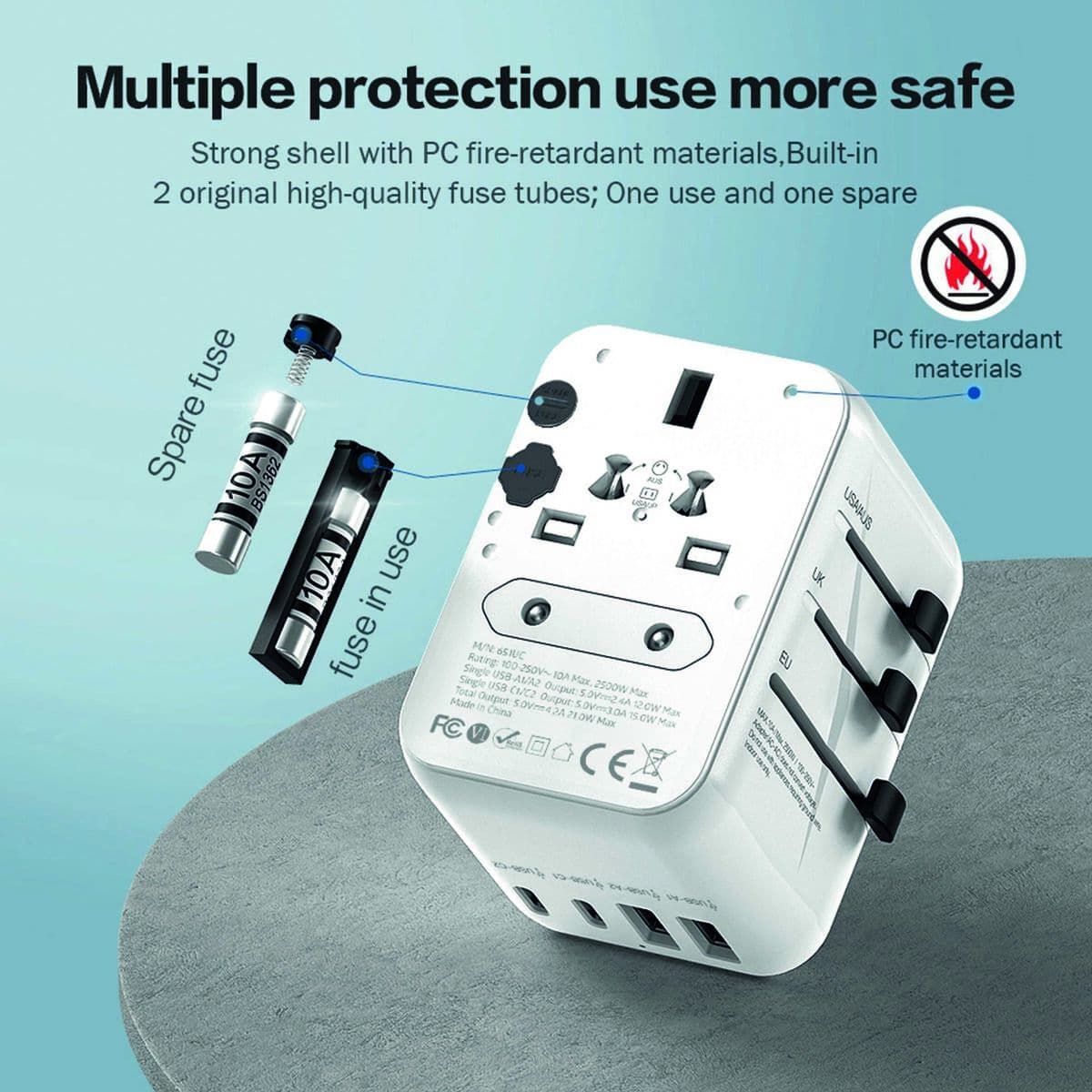 Plugg adapter Scape Travel 651UC Plast - Image 3