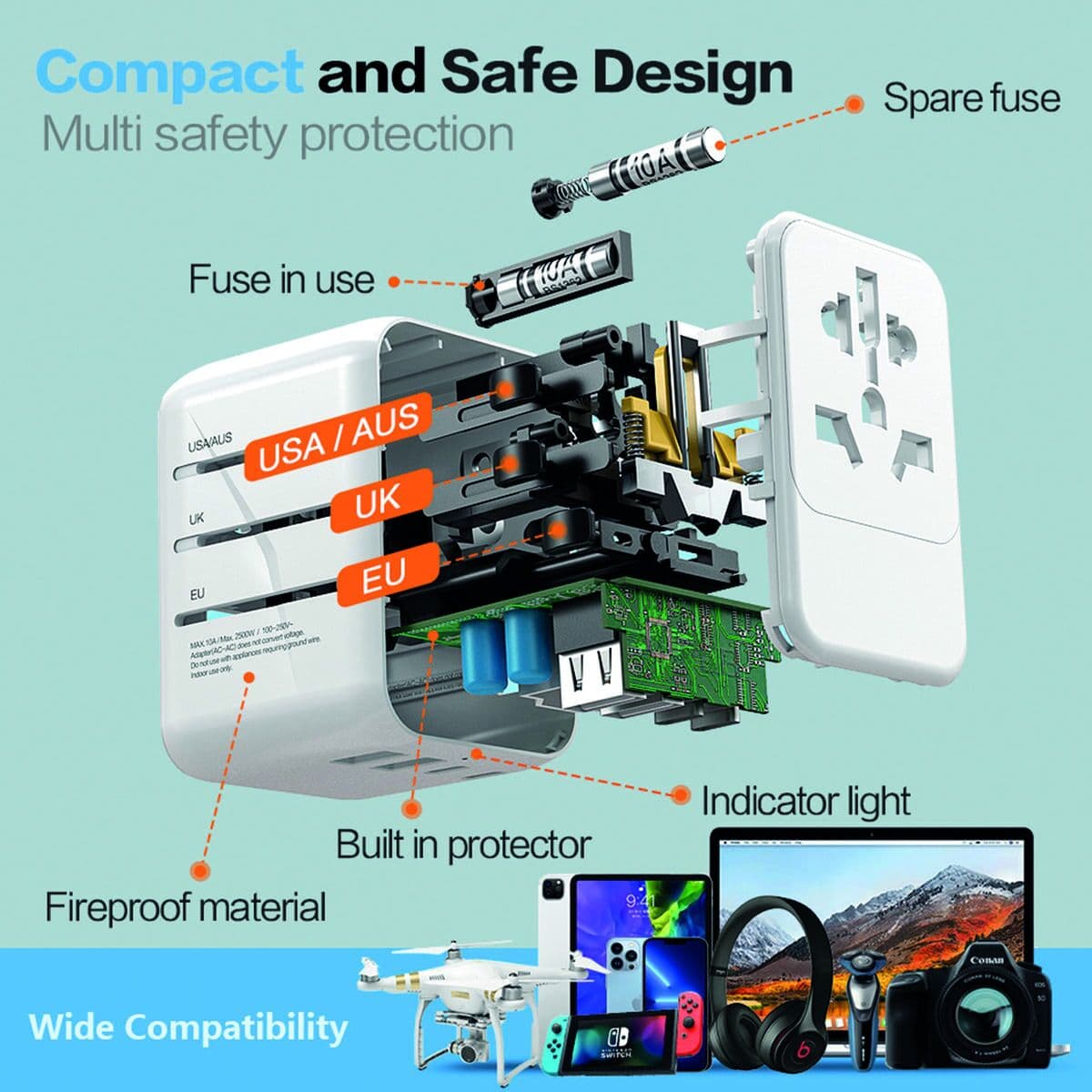 Plugg adapter Scape Travel 651UC Plast - Image 6