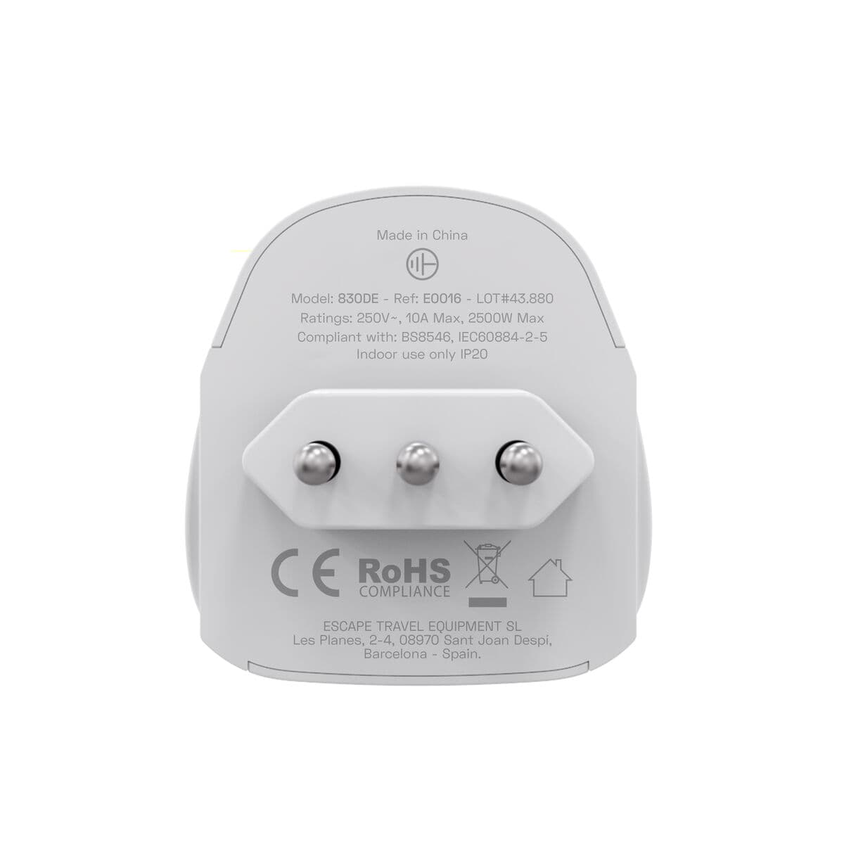 Przejściówka Scape Travel 830IT Plastikowy 10 A - Image 3