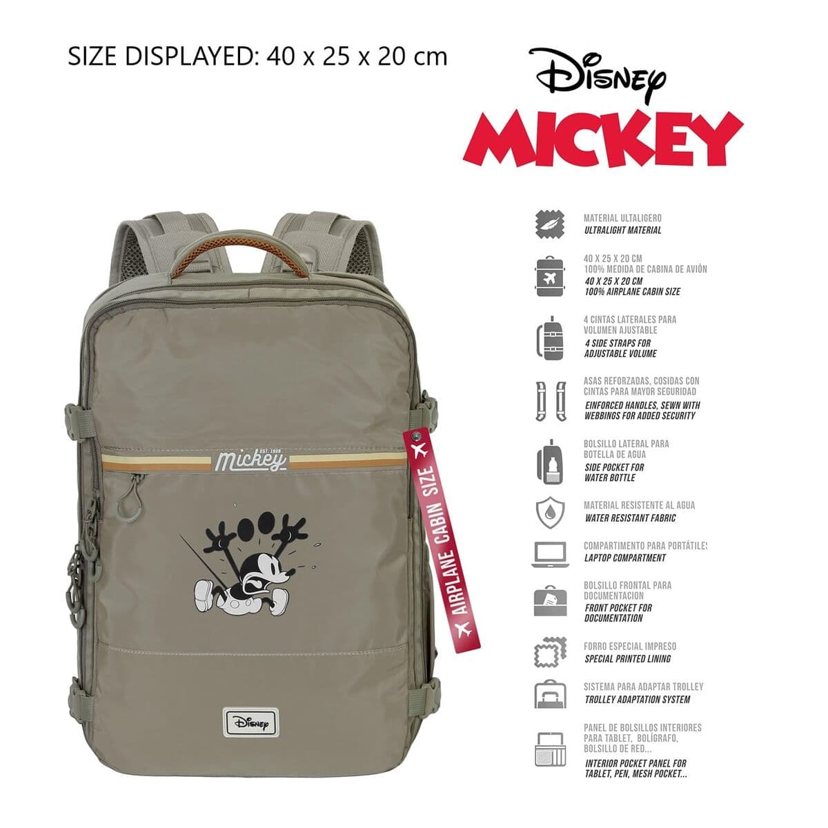 Mehrzweckrucksack Mickey Mouse Khaki Kabine - Image 3