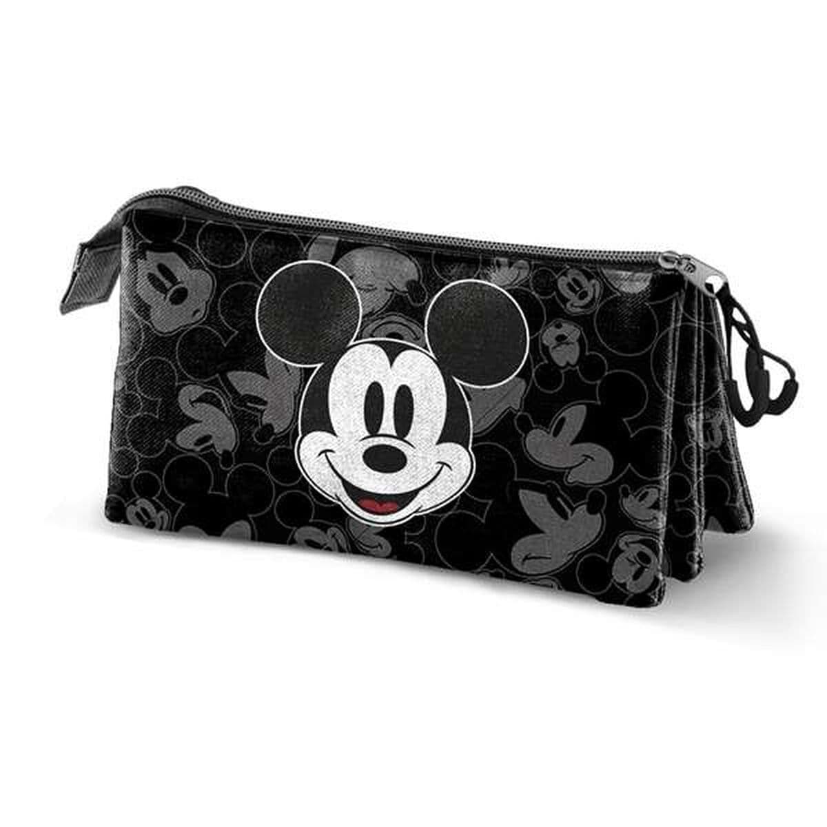 Dreifaches Mehrzweck-Etui Mickey Mouse Schwarz
