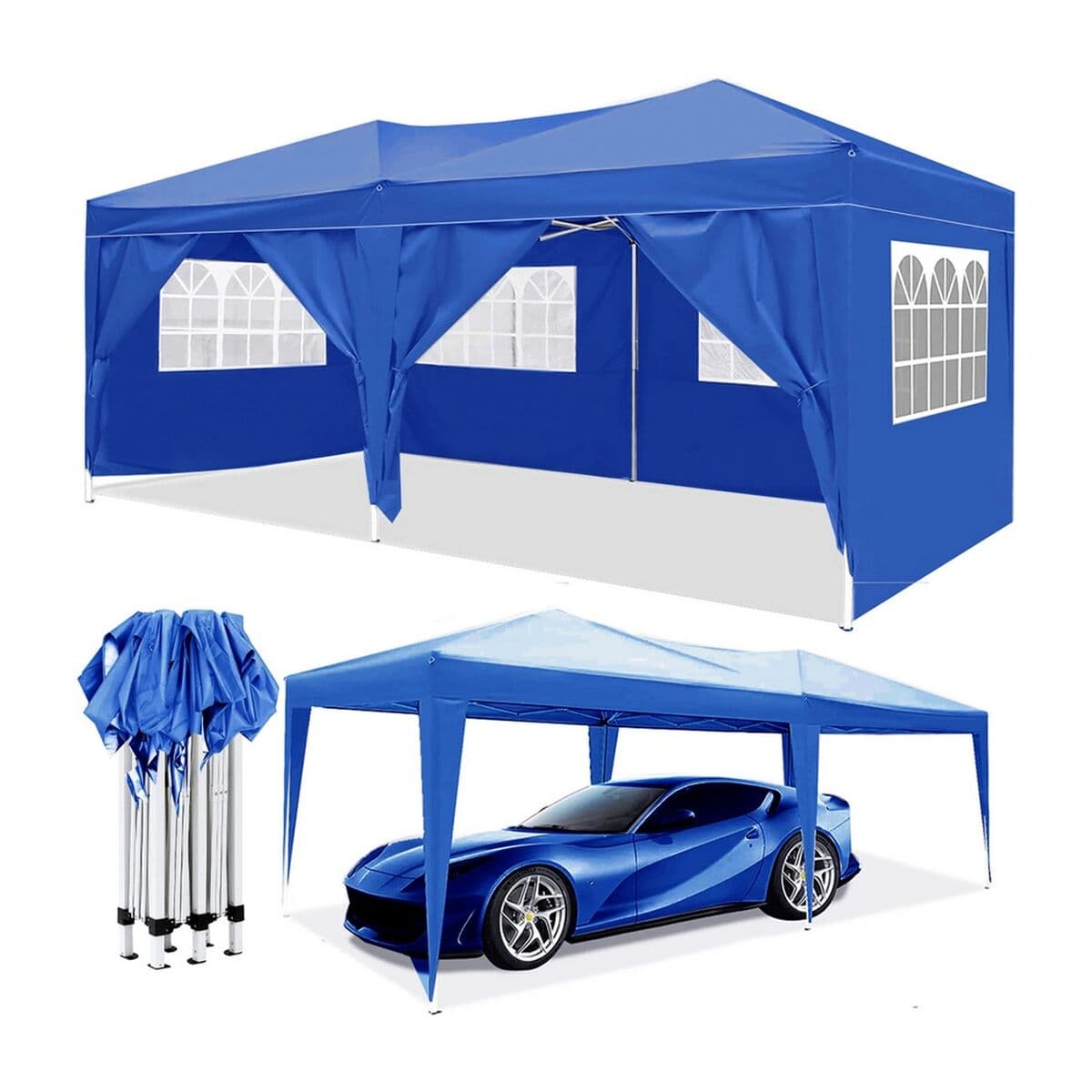 Pérgola Gazebo Acero 600 x 300 x 260 cm Azul