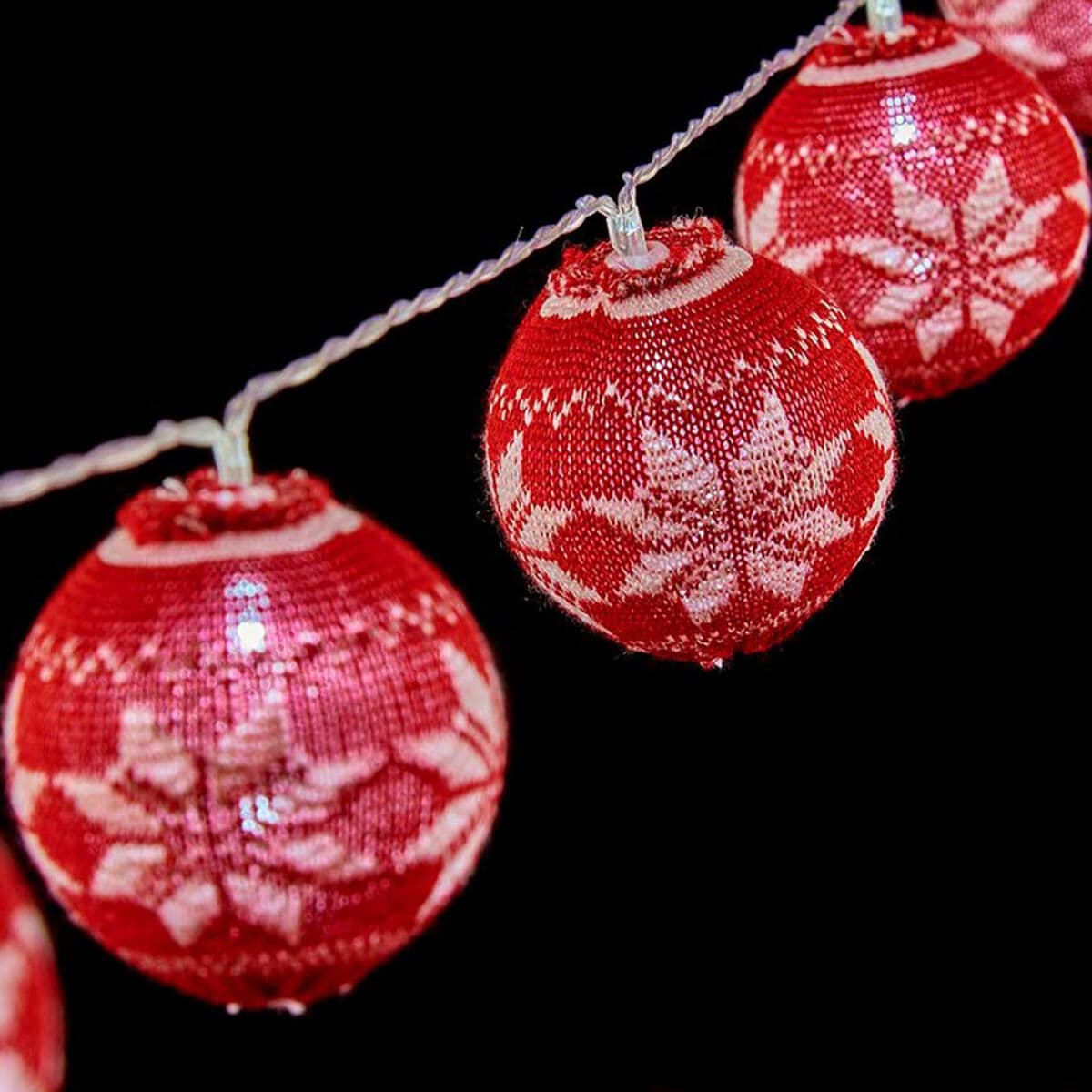 LED bumbu vītne Krist+ Balts Sarkans 2 m Ø 6 cm