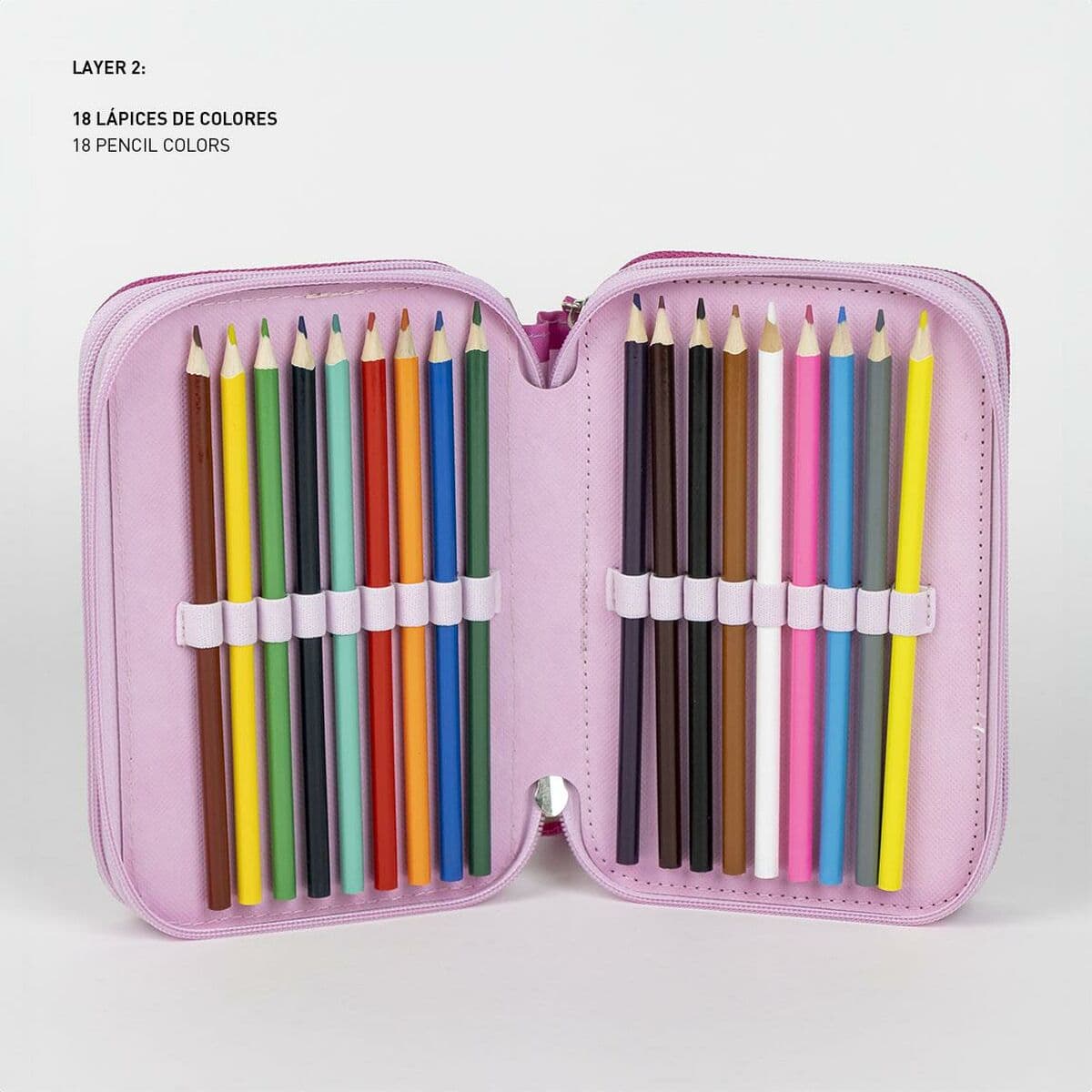 Dreifaches Federmäppchen Minnie Mouse Rosa 12,5 x 6,5 x 19,5 cm - Image 5