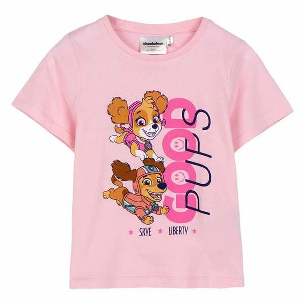 Camiseta de Manga Corta Infantil The Paw Patrol Blanco Rosa