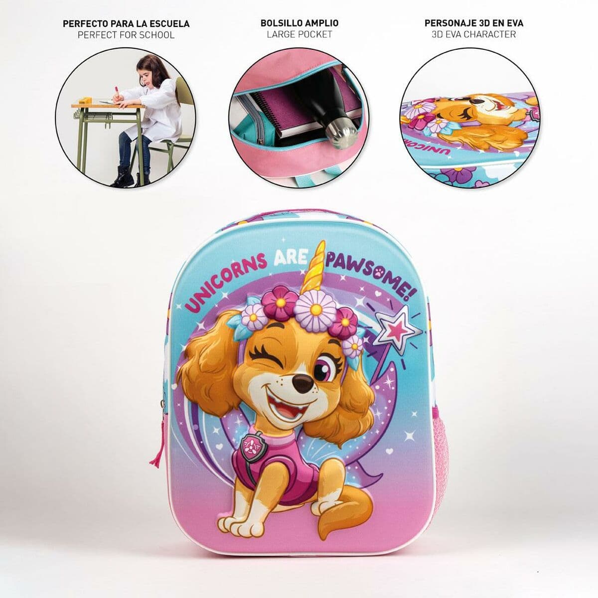 Mochila Escolar The Paw Patrol Rosa 25,0 x 31,0 x 10,0 cm - Image 4