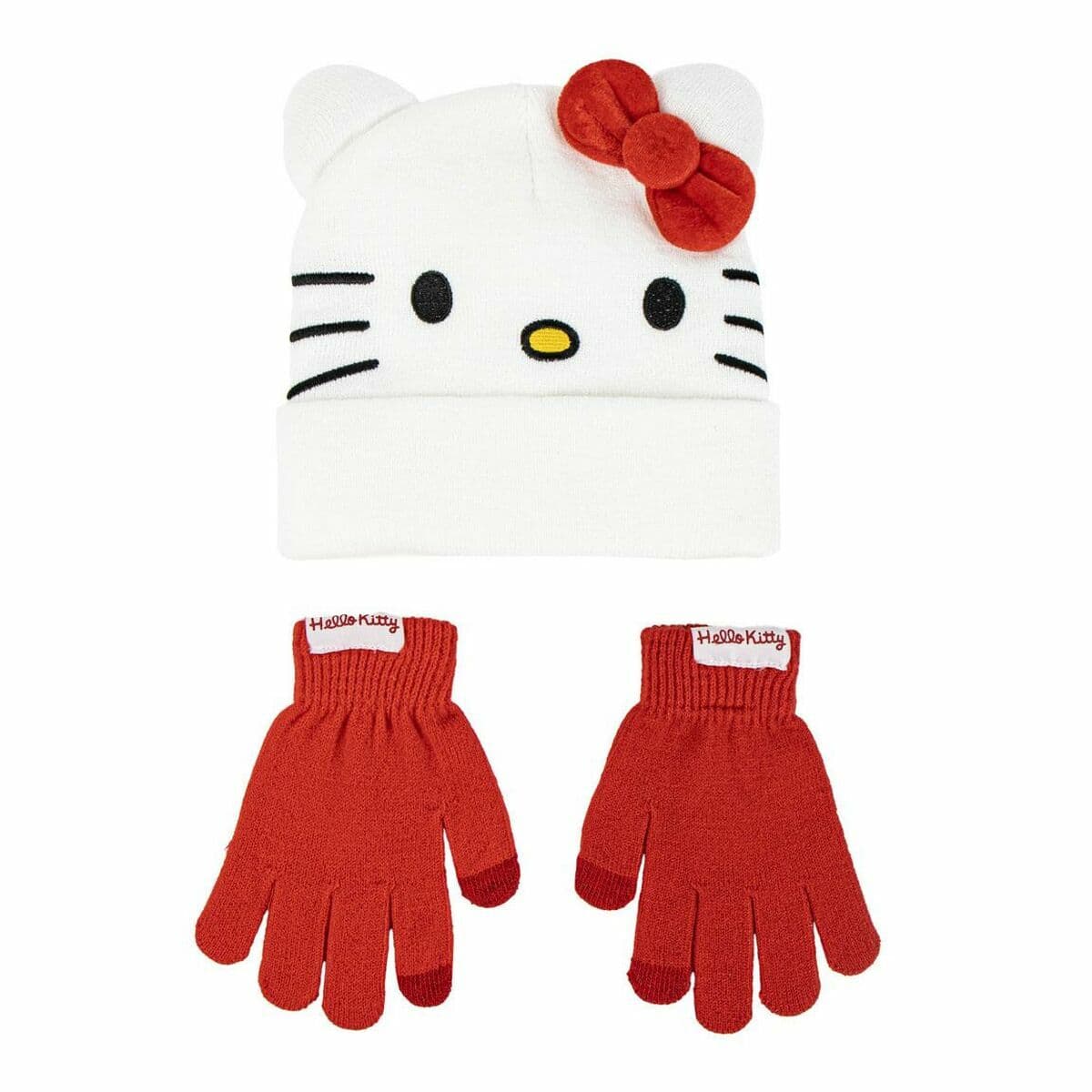 Gorro y Guantes Hello Kitty Blanco 2 Piezas