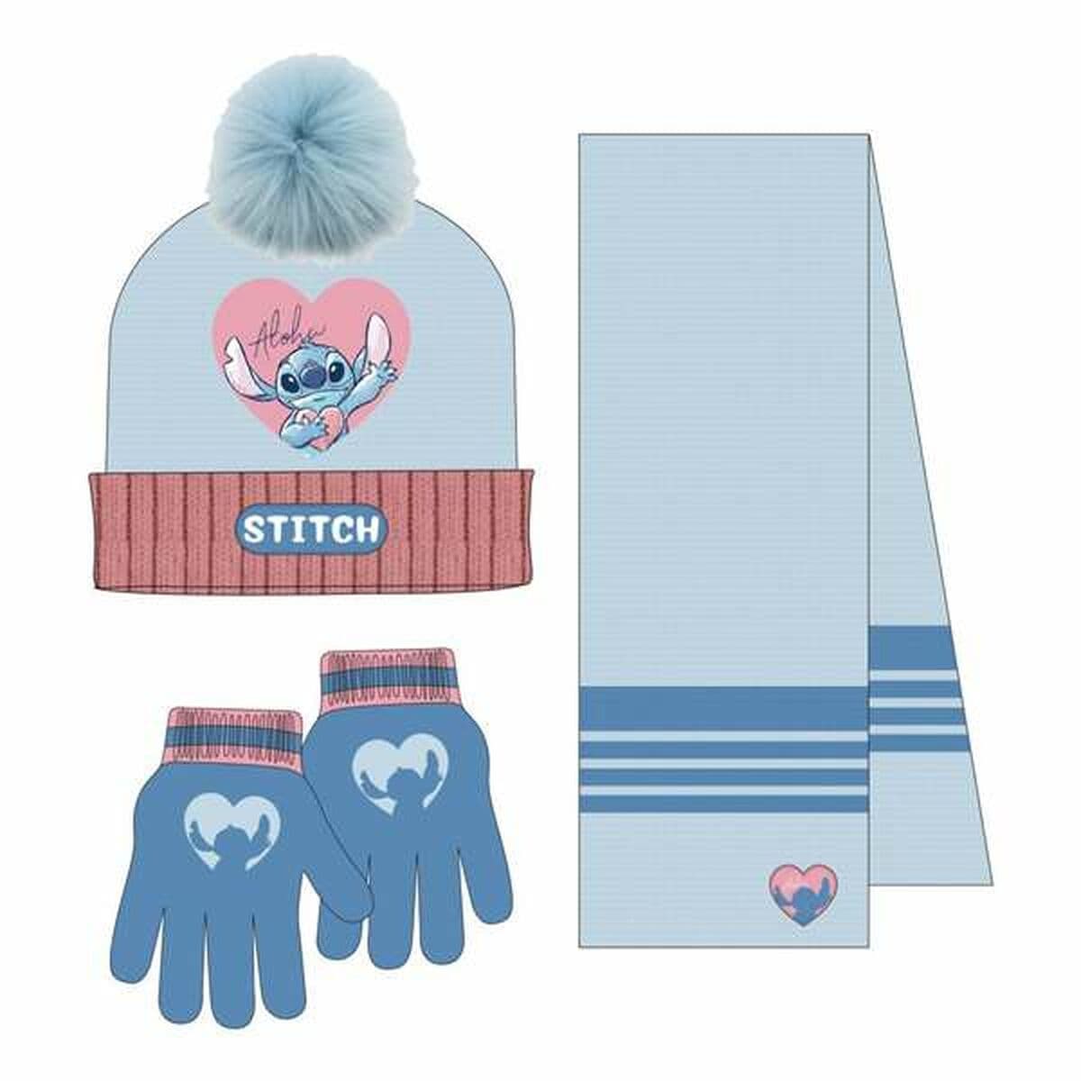 Kepurė ir pirštinės Stitch Šviesiai mėlyna - Image 9