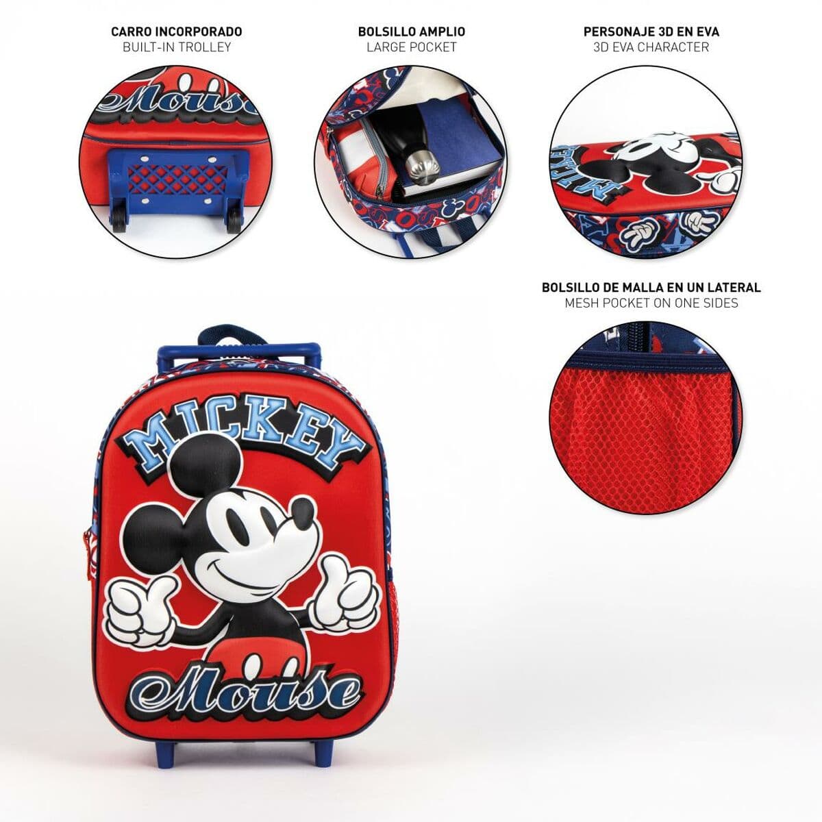Mochila Escolar con Ruedas Mickey Mouse Rojo 25,0 x 31,0 x 10,0 cm 3D - Image 11