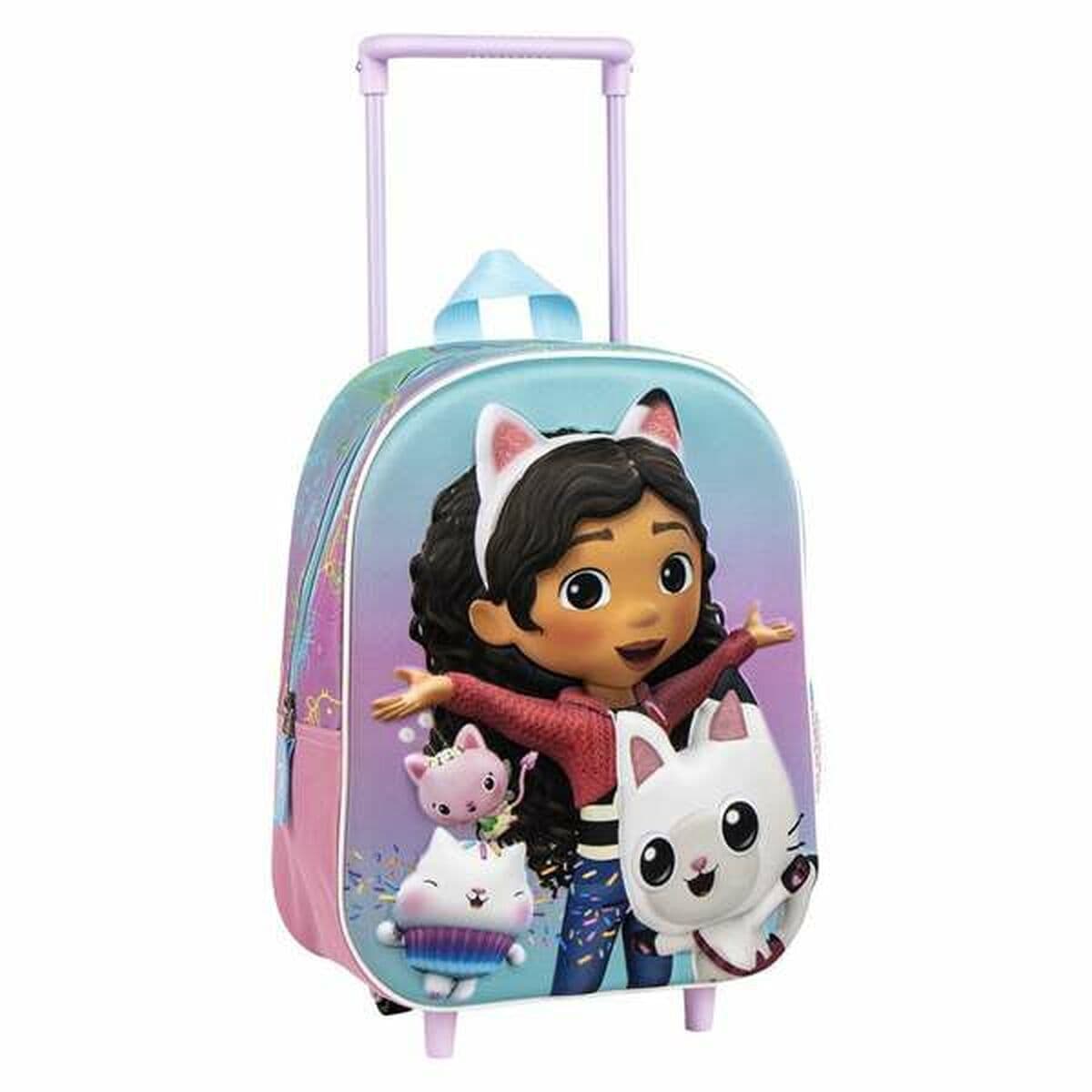 Mochila Escolar 3D con Ruedas Gabby's Dollhouse Rosa 25,0 x 31,0 x 10,0 cm