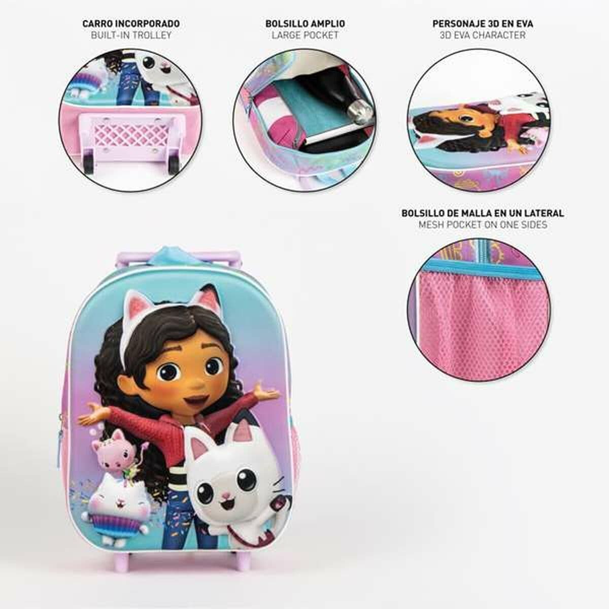 Mochila Escolar 3D con Ruedas Gabby's Dollhouse Rosa 25,0 x 31,0 x 10,0 cm - Image 4