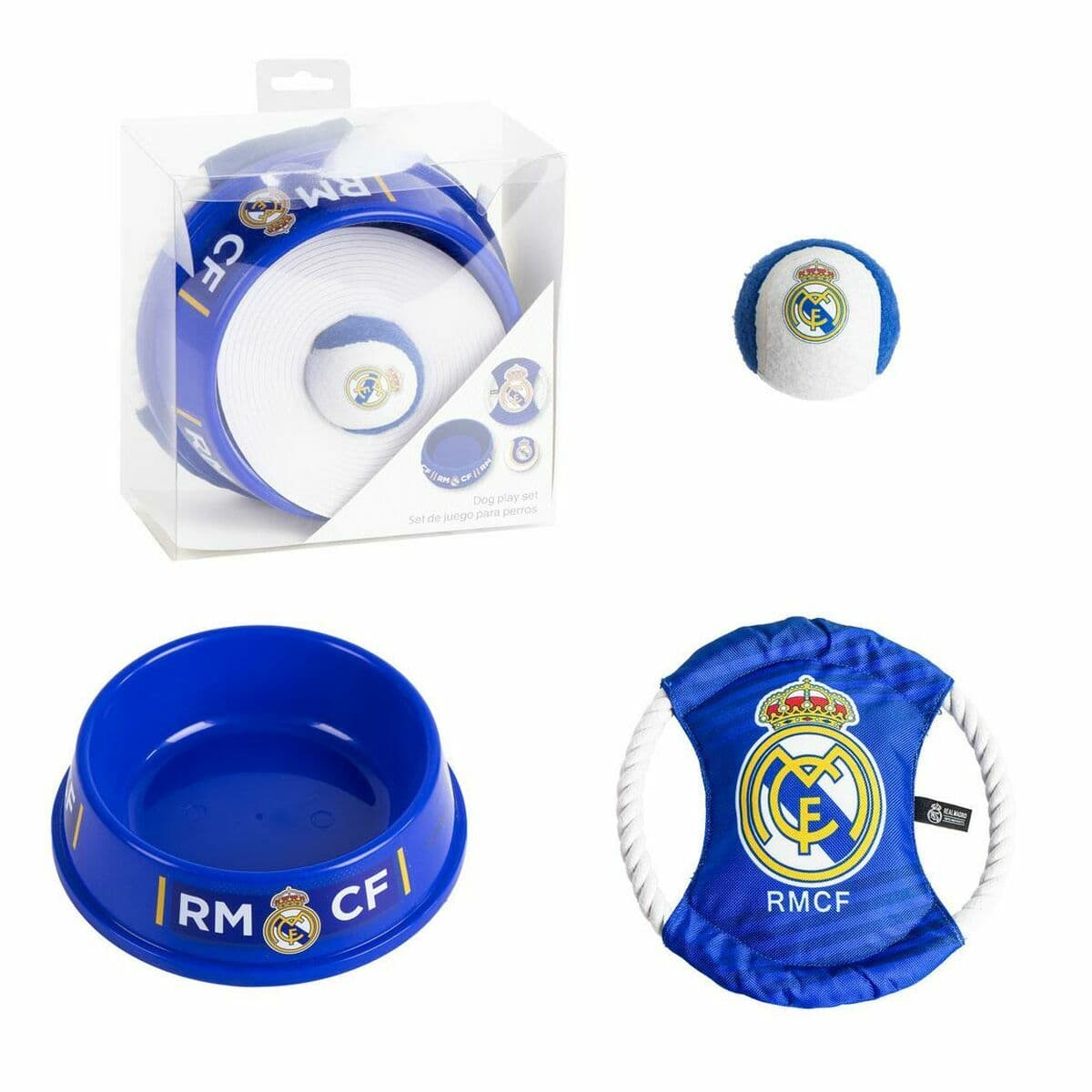 Set de Regalo de Bienvenida para Perros Real Madrid C.F. Azul 21,0 x 21,0 x 8,8 cm 3 Piezas