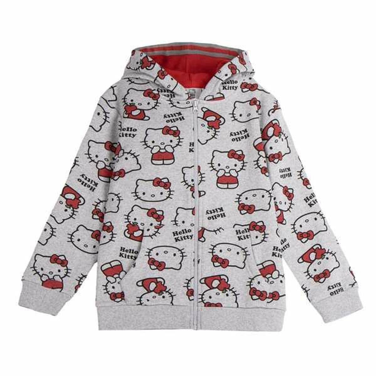 Bluza z Kapturem dla Dziewczynki Hello Kitty Szary - Image 9