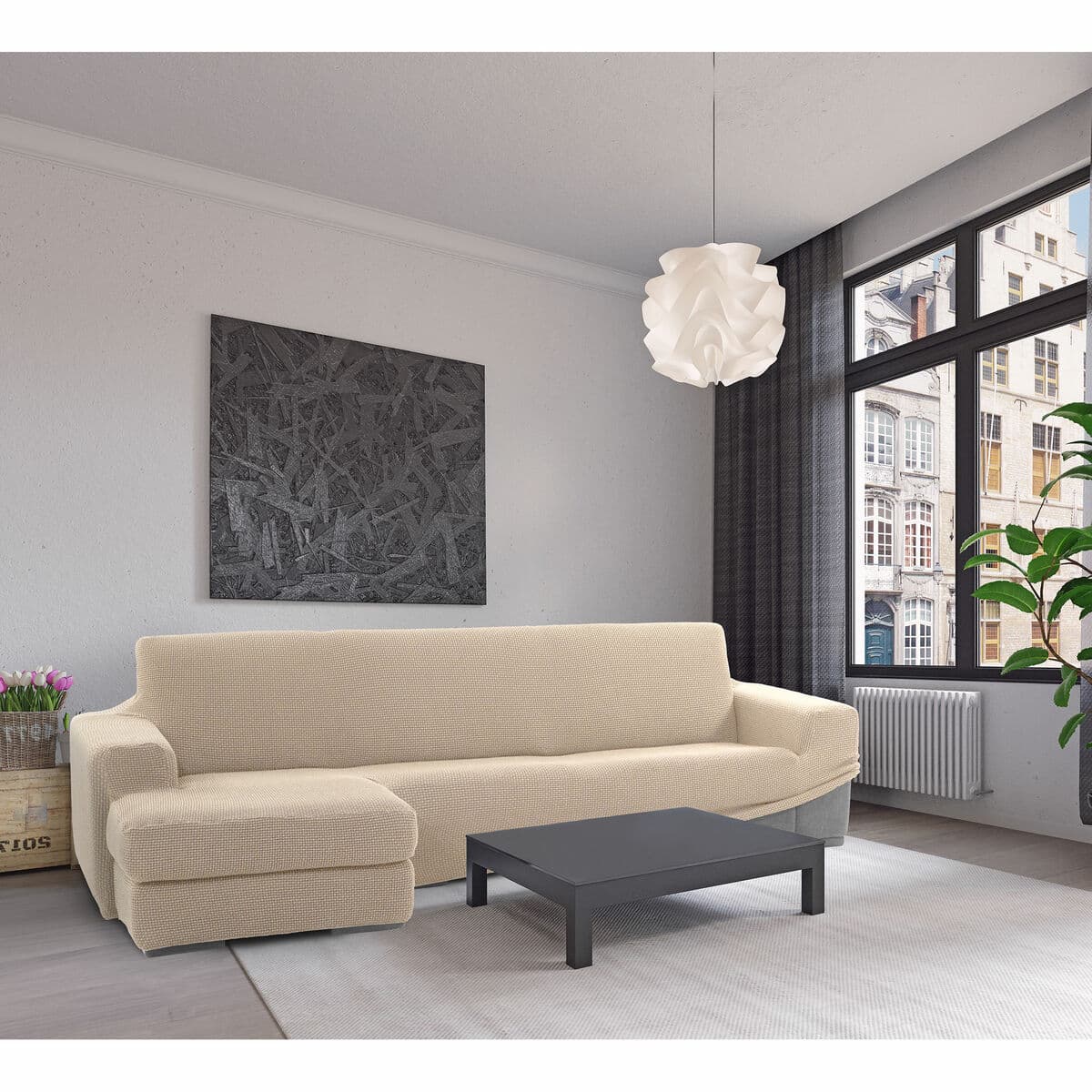 Housse pour chaise longue accoudoir long gauche Sofaskins NIAGARA Beige (Reconditionné B) - Image 4