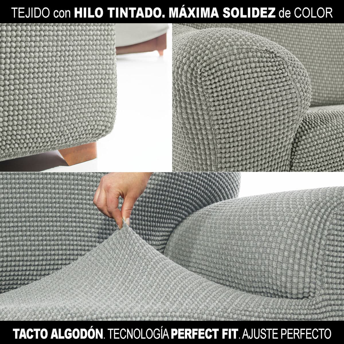 Funda para chaise longue de brazo corto izquierdo Sofaskins NIAGARA Gris (Reacondicionado A) - Image 26