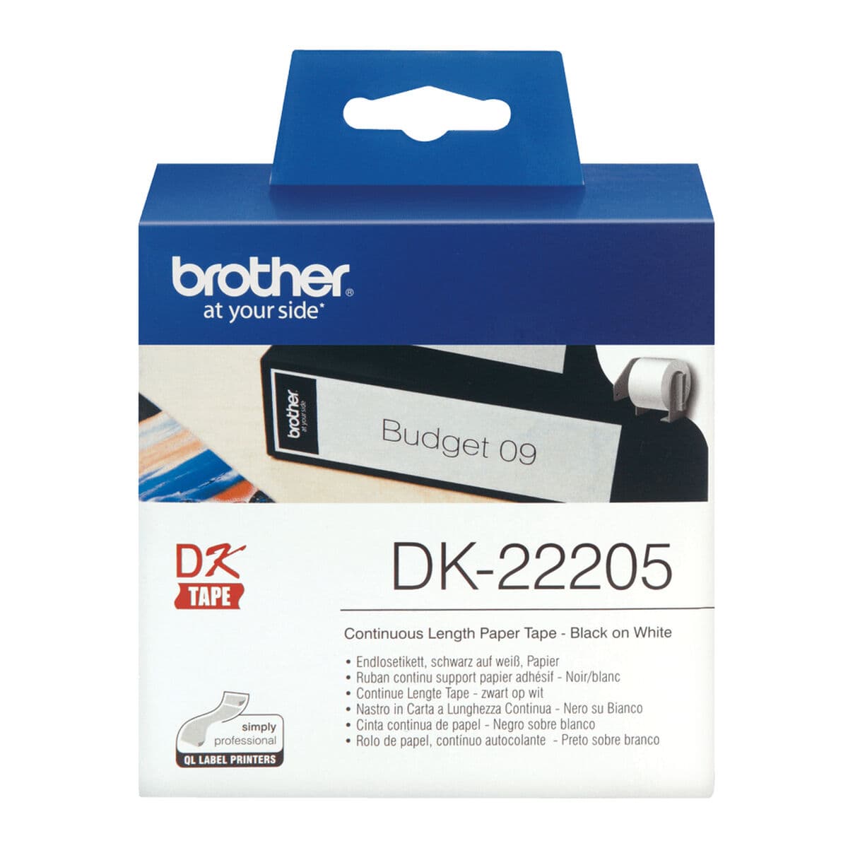 Papel Continuo para Impresoras Brother DK22205 Blanco Negro (1 unidad)