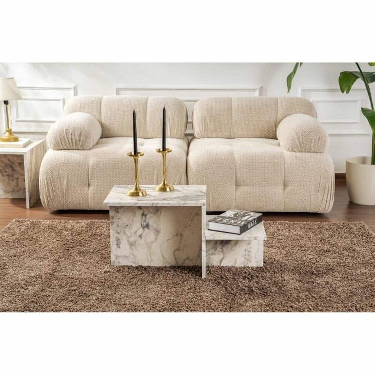 Diivanilaud Harmony Valge Hall 80 x 40 x 40 cm Marmor - Image 4