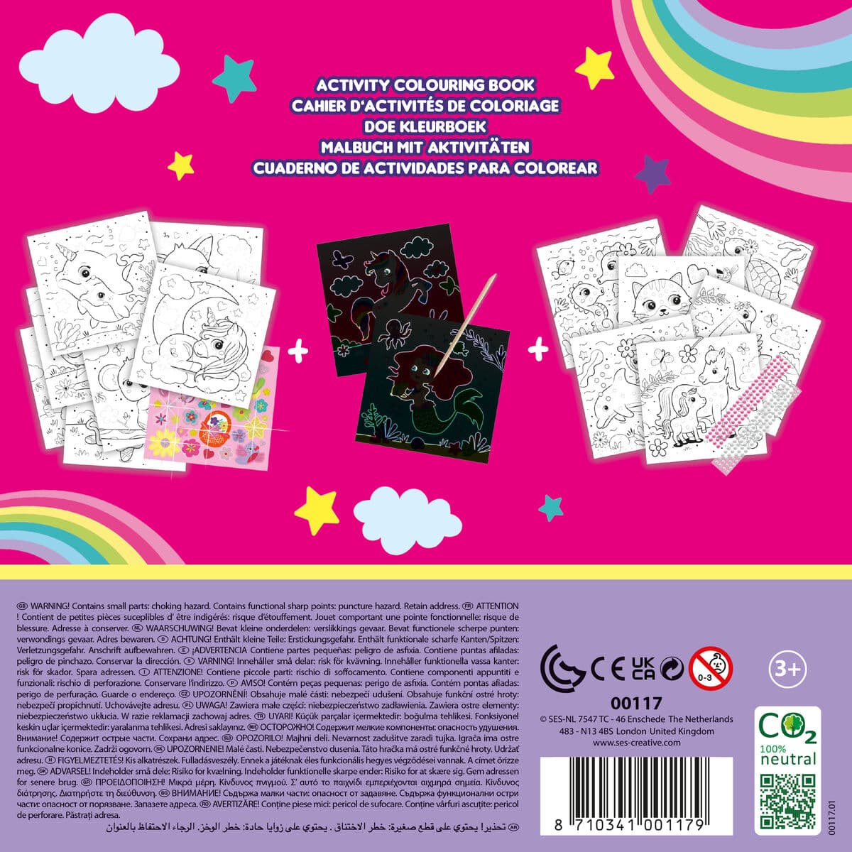 Piešiniai piešimui SES Creative Activity Colouring Book Lipdukų rinkinys Užrašų knygelė 3 viename - Image 3