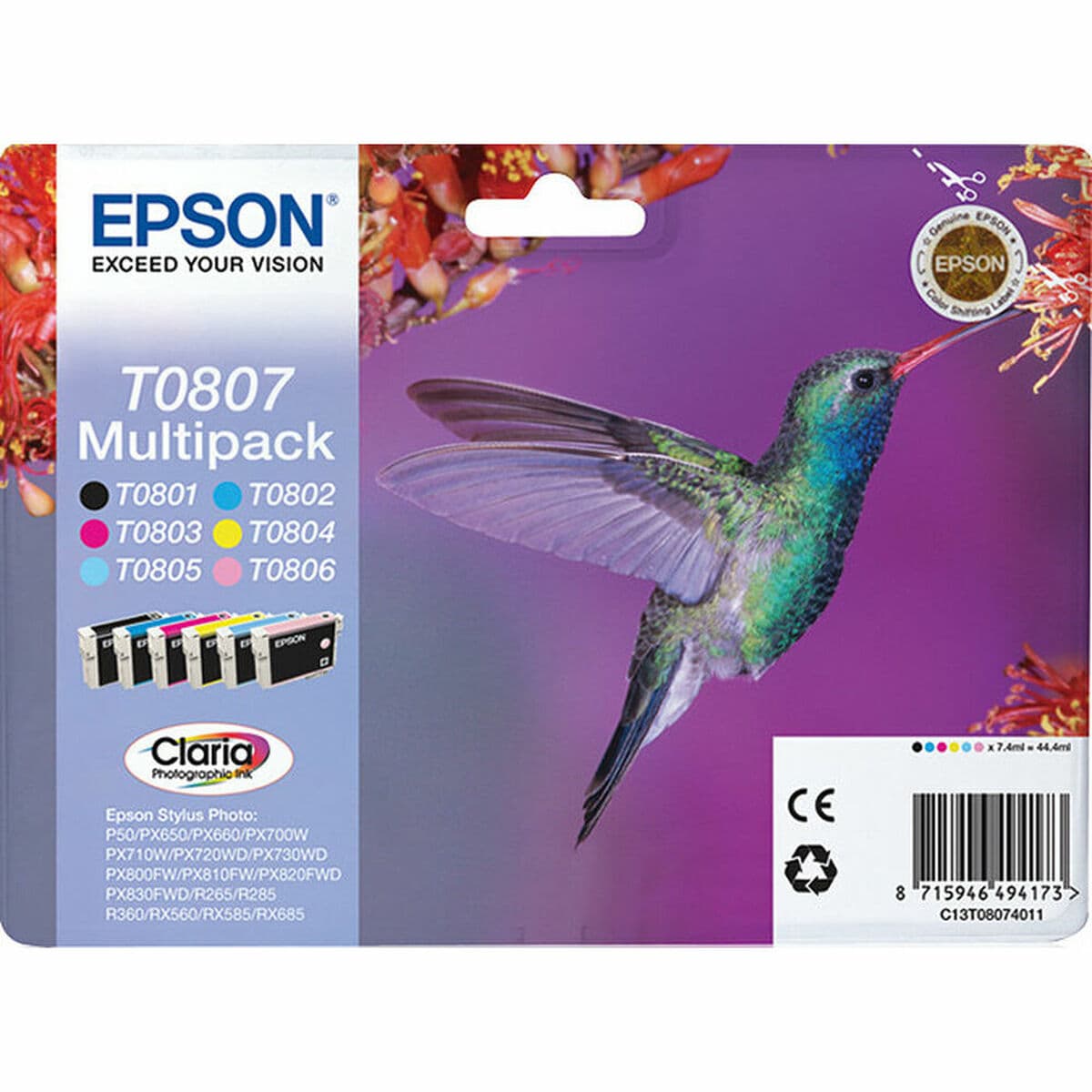 Cartucho de Tinta Original Epson C13T08074011 Amarillo Cian Magenta