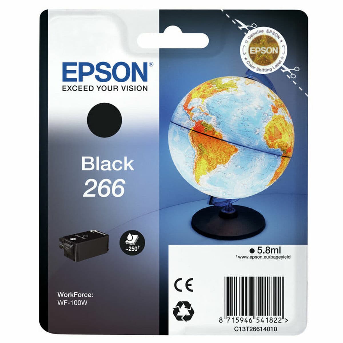 Cartucho de Tinta Original Epson Singlepack Black 266 ink cartridge WF-100W Negro Amarillo
