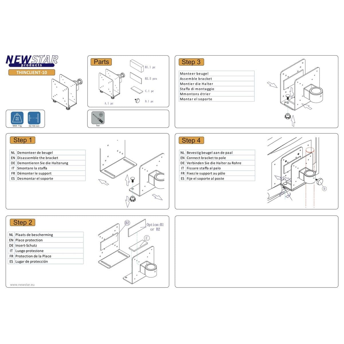 Soporte Neomounts THINCLIENT-10 Plateado Acero - Image 10