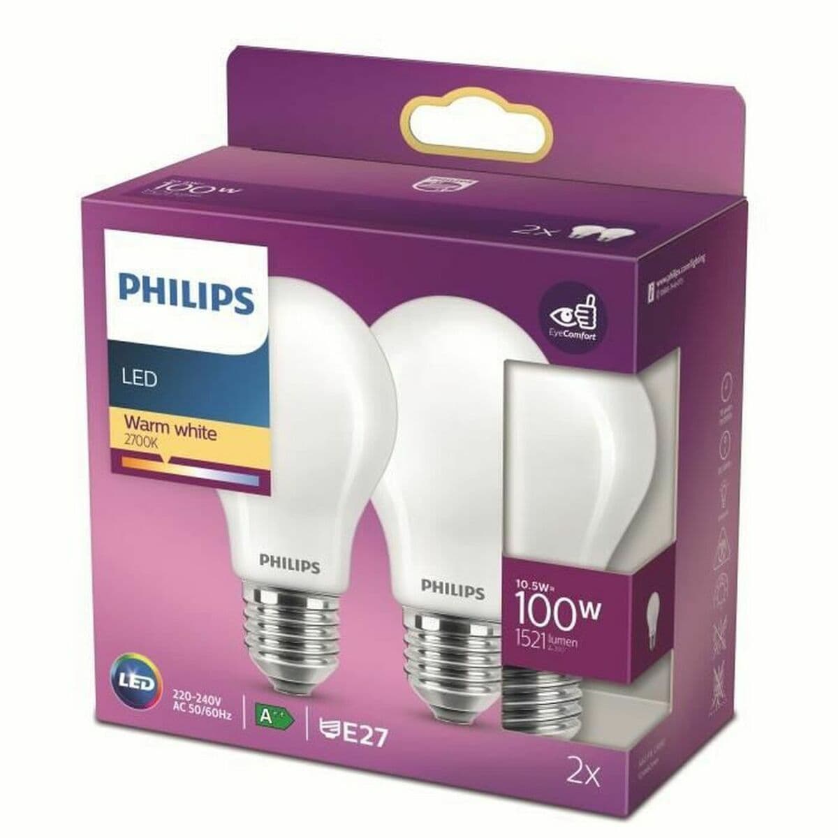 LED-Lampe Philips Equivalent 100 W E27 Weiß D (2700 K) (2 Stück) - Image 3