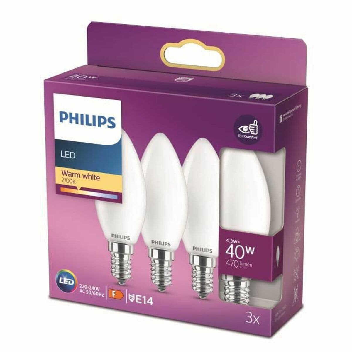 LED-lamppu Philips 8719514272170 40 W F E14 (2700 K) (3 osaa) - Image 3