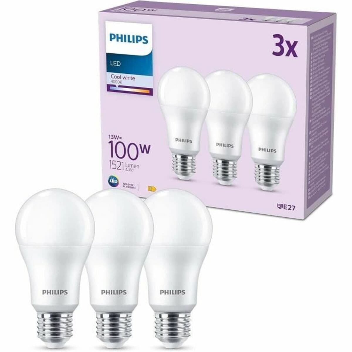 LED-Lampe Philips A67 Weiß E 100 W E27 3 Stück (4000 K) - Image 6