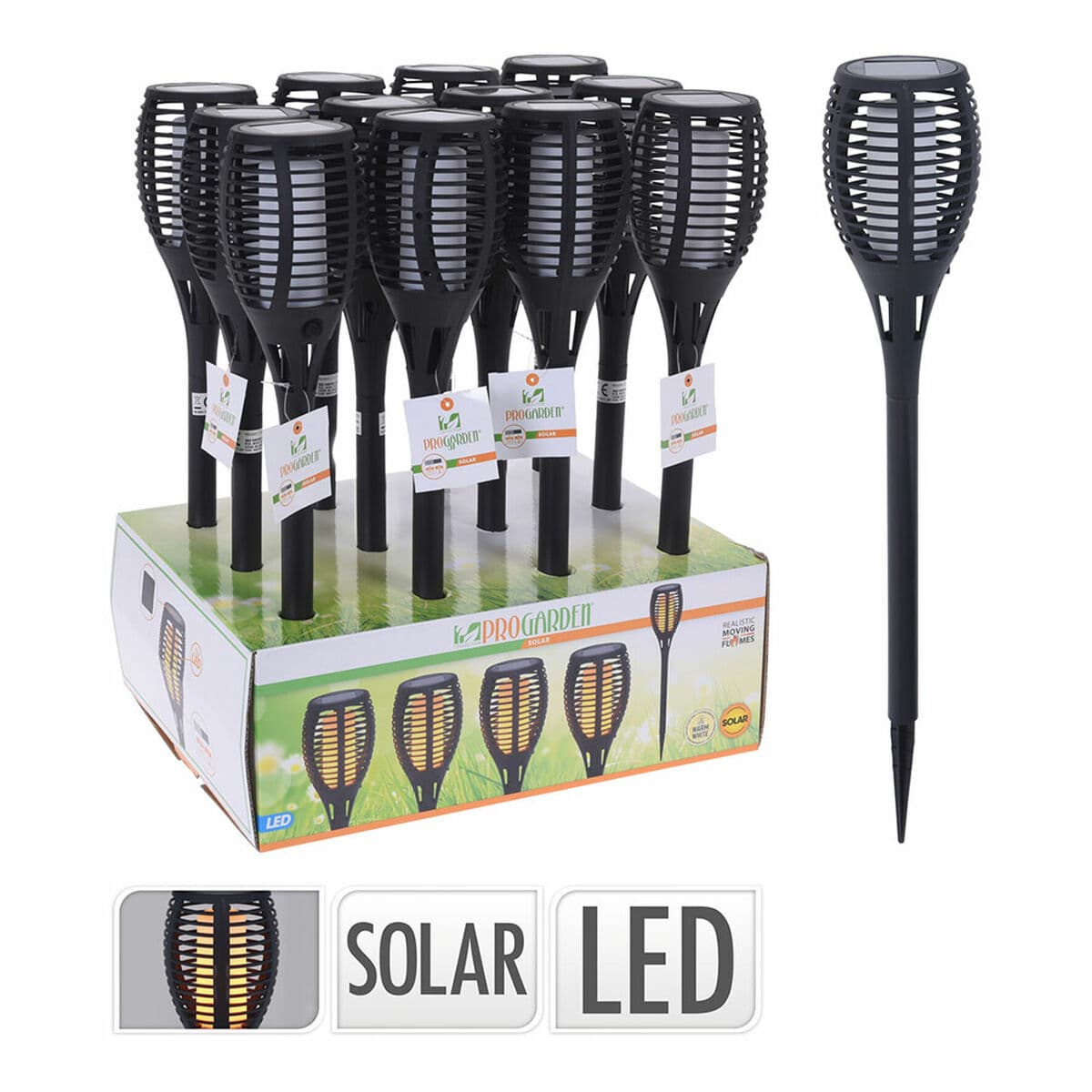 Estaca solar de jardín Progarden Negro Polipropileno Ø 10 x 58 cm Solar Efecto llama - Image 2
