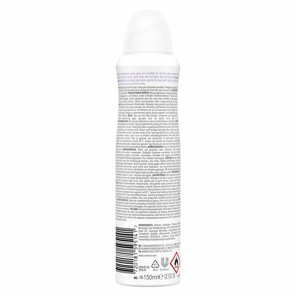 Desodorante en Spray Dove LAVANDA & CAMOMILA 150 ml - Image 3