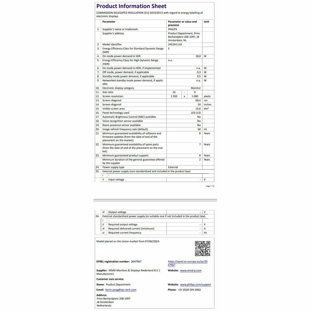 Monitor Philips 24E2N1110/00 23,8" Full HD - Image 16