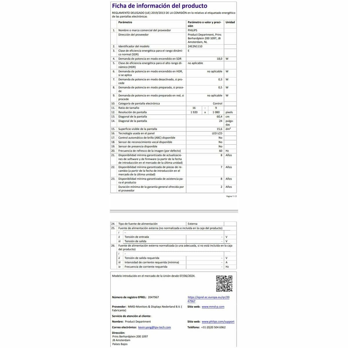 Monitor Philips 24E2N1110/00 23,8" Full HD - Image 13
