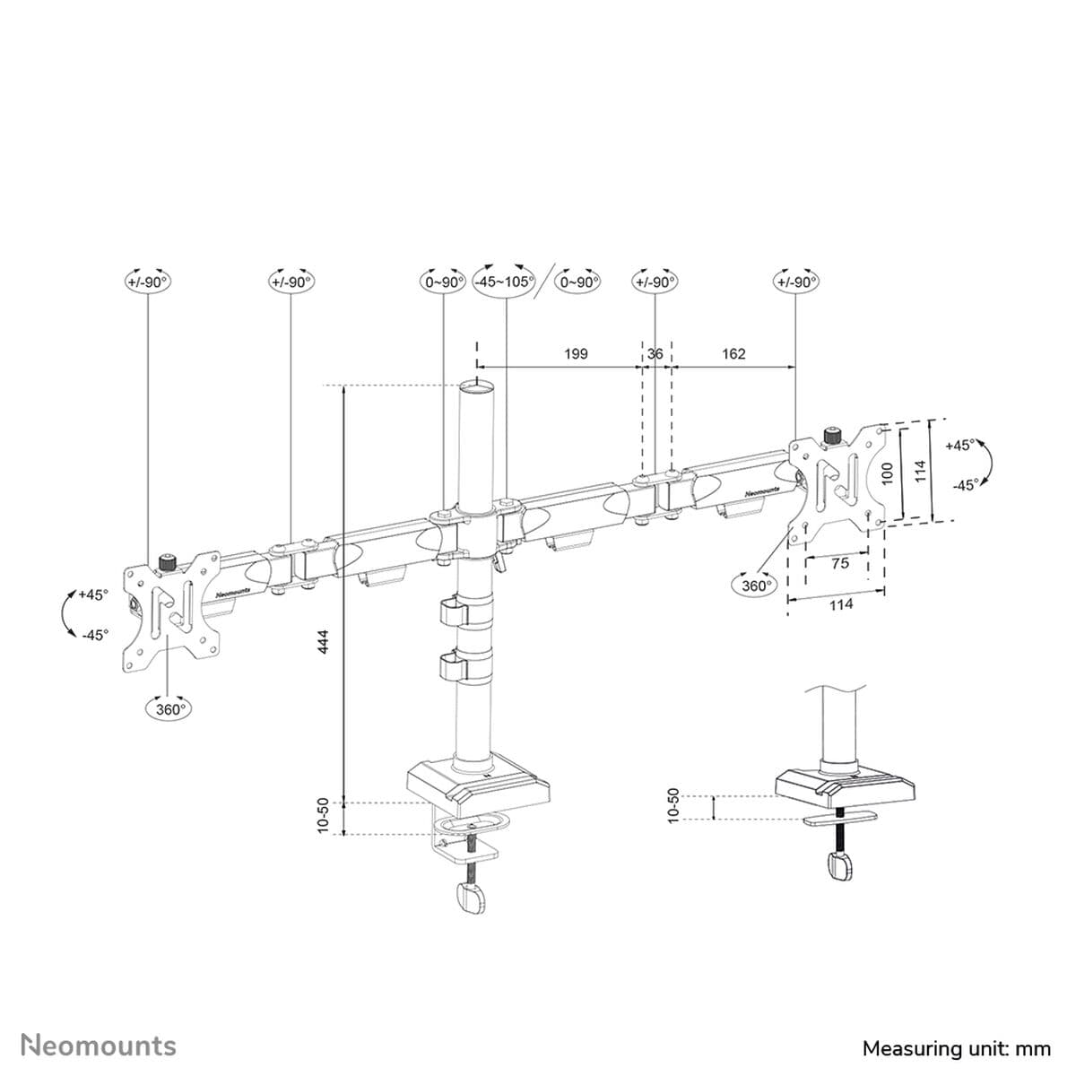 Support de table d'écran Neomounts DS60-600BL2 10" 32" - Image 3