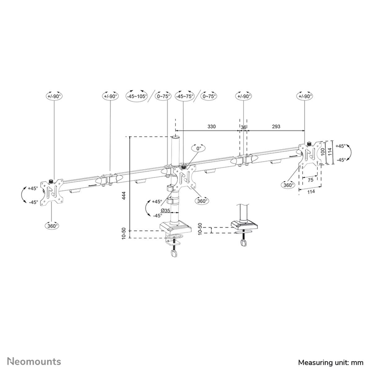 Suport de Masă pentru Ecran Neomounts DS60-600BL3 10" 27" - Image 4
