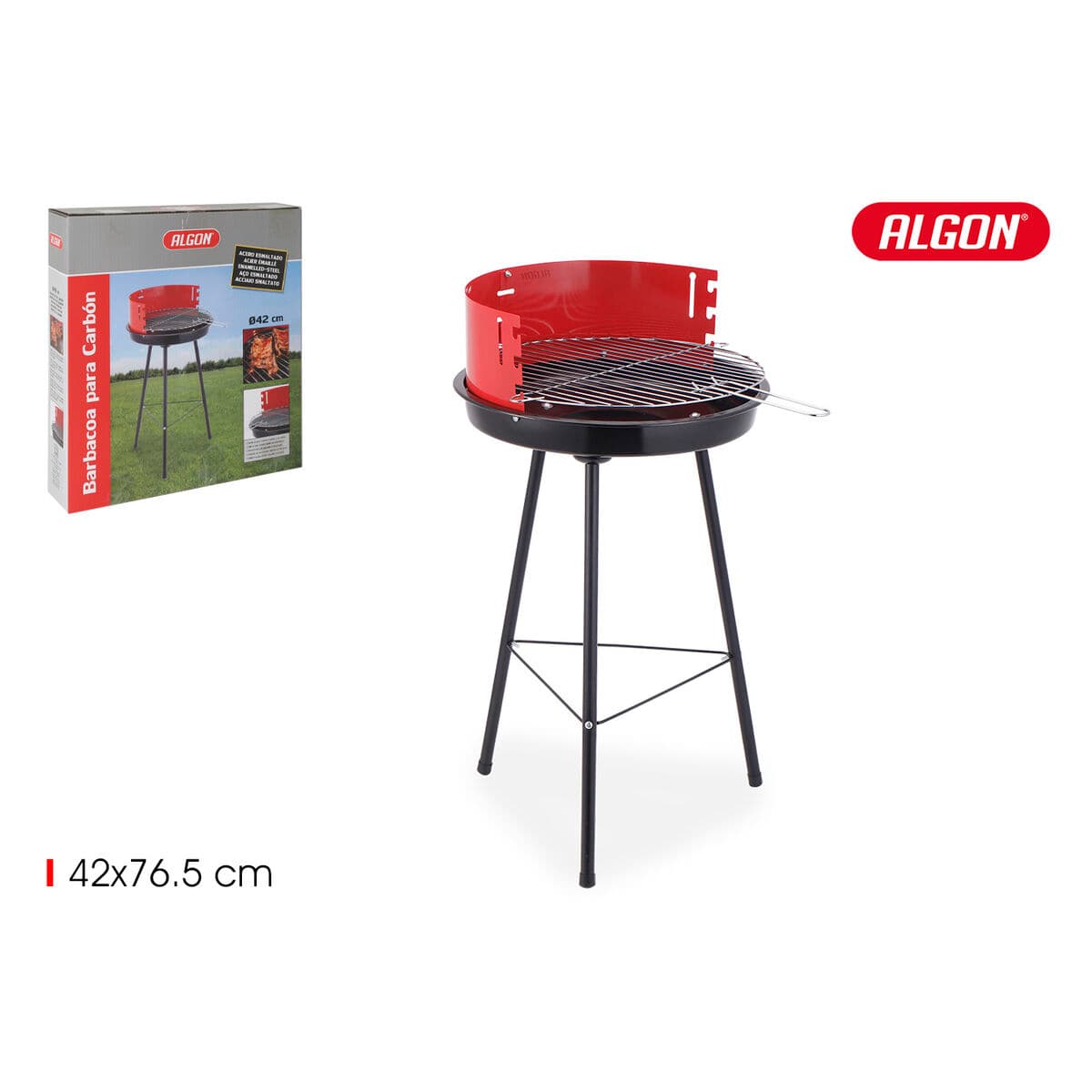 Barbacoa de Carbón con Patas Algon Negro Rojo 42 x 76,5 cm (2 Unidades) - Image 3