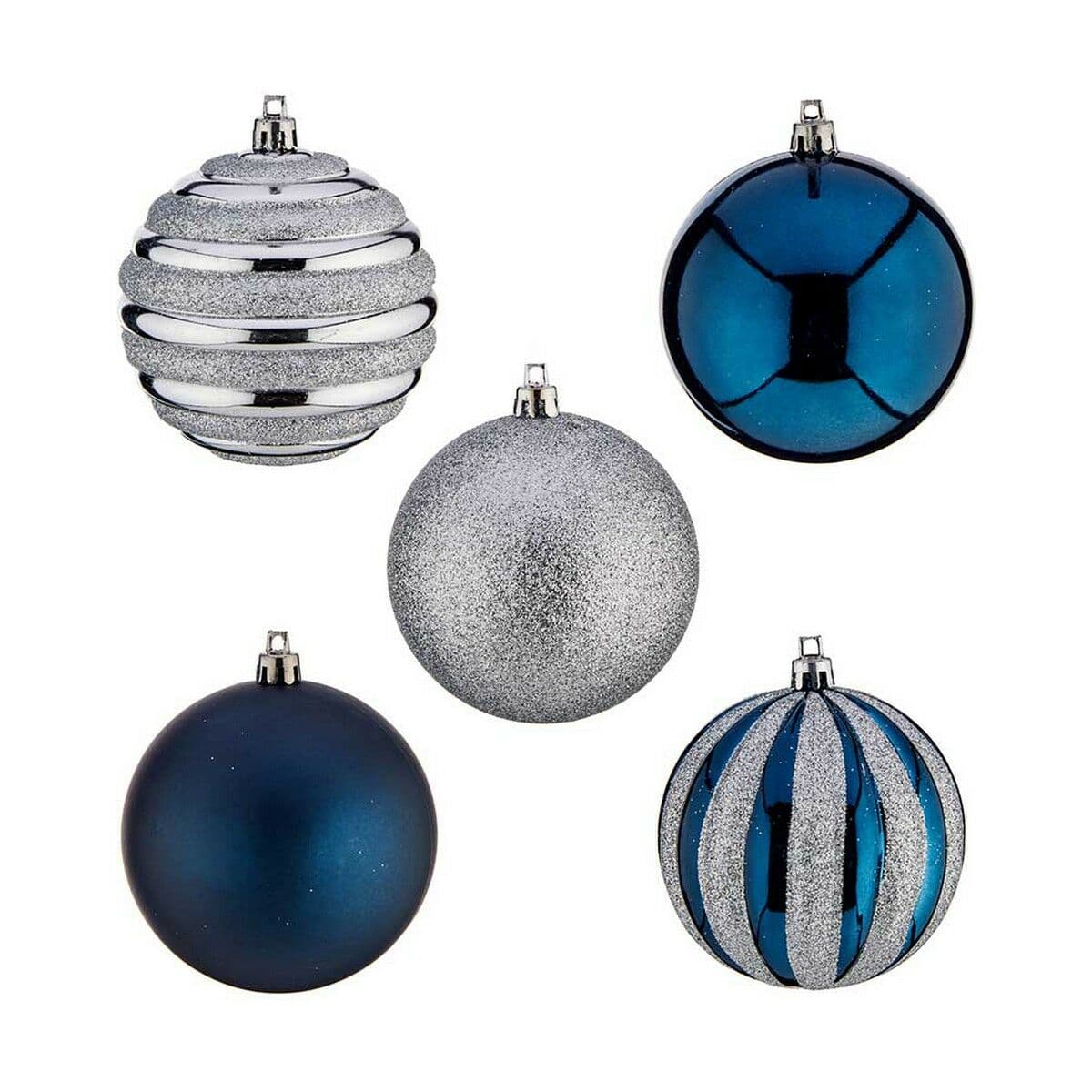 Set of Christmas balls Krist+ HM20087-061/003 Blue Silver Plastic Ø 6 cm (6 Units) - Image 3