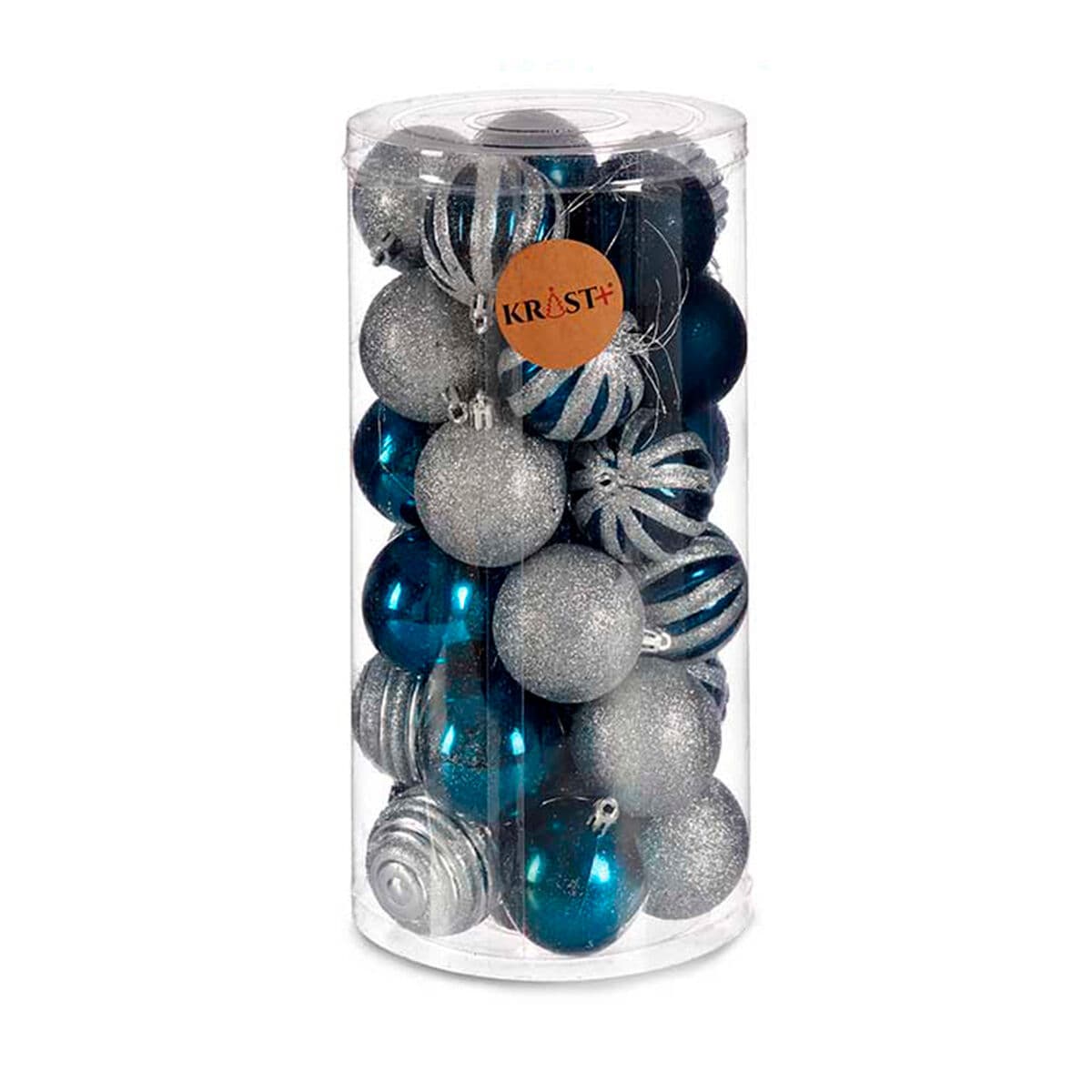 Set of Christmas balls Krist+ HM20087-061/003 Blue Silver Plastic Ø 6 cm (6 Units) - Image 2