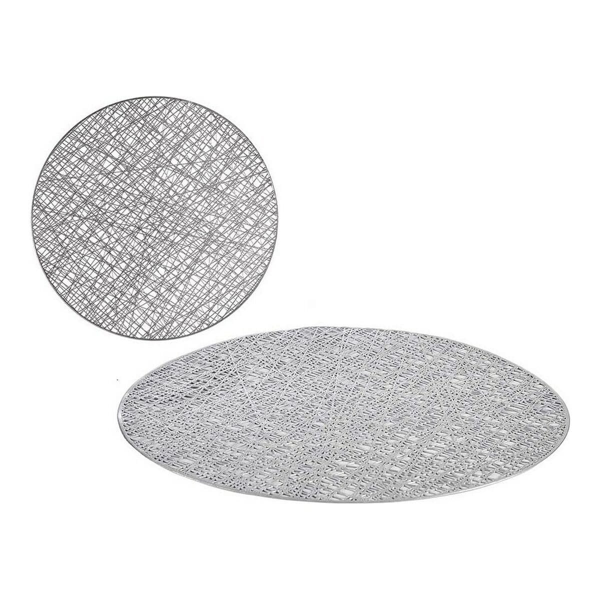 Bordsunderlägg Kinvara Silvrig Silver Plast 30 % Polyester Ø 38 cm 38 x 0,01 x 38 cm (12 antal) - Image 2
