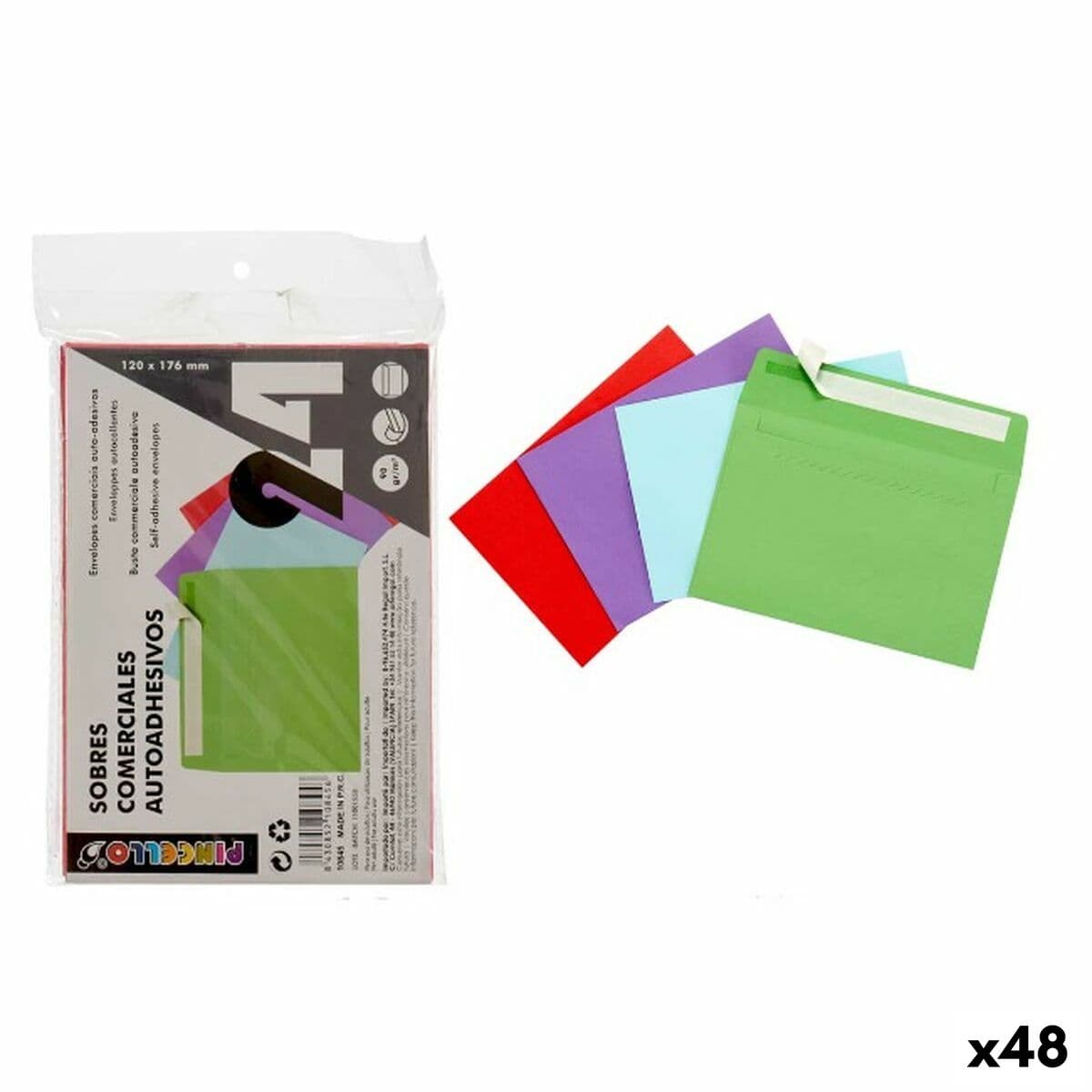 Briefumschläge Pincello Bunt Papier 12 x 1 x 17,5 cm 120 x 176 mm (48 Stück)