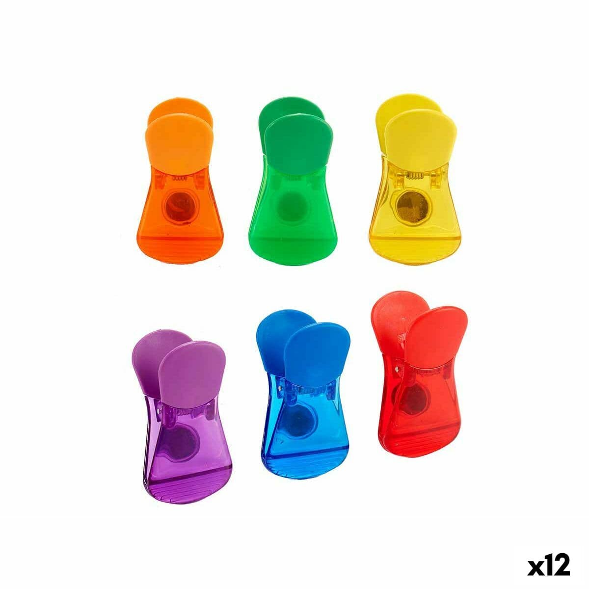 Pinzas Cierrabolsas Kinvara Amarillo Azul Rojo Verde Morado Multicolor Naranja Metal Plástico Magnético 6 Piezas (12 Unidades)