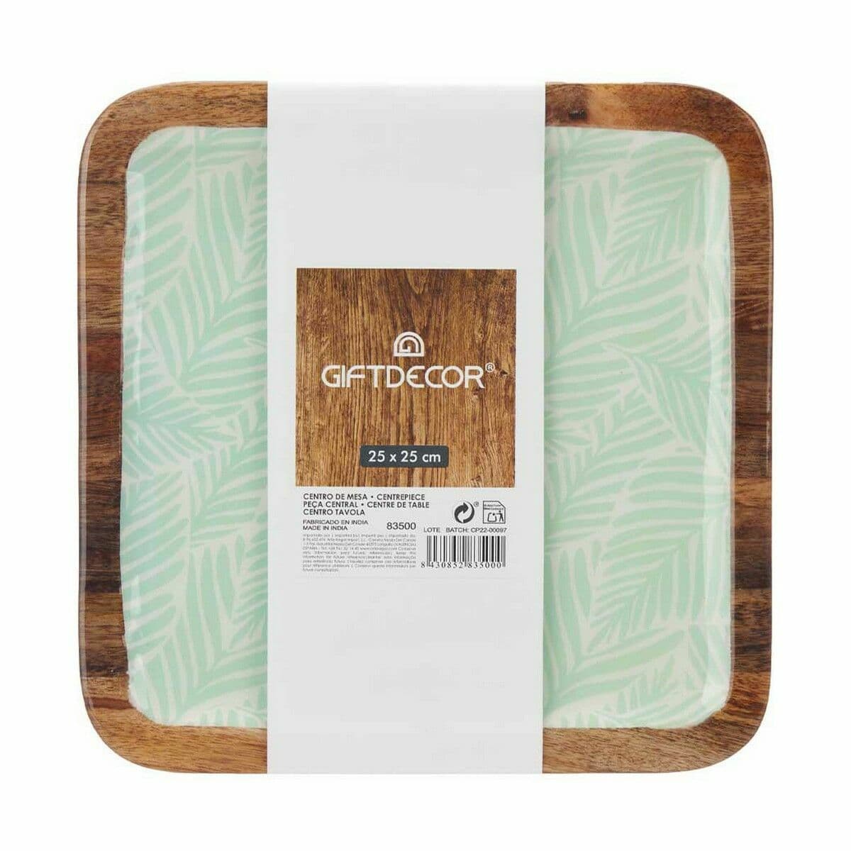 Lauakaunistus Gift Decor Valge Pruun Roheline Polüester Vaik Mangopuit 25 x 25 cm 25,4 x 2,54 x 25,4 cm Taime leht (6 Ühikut) - Image 3