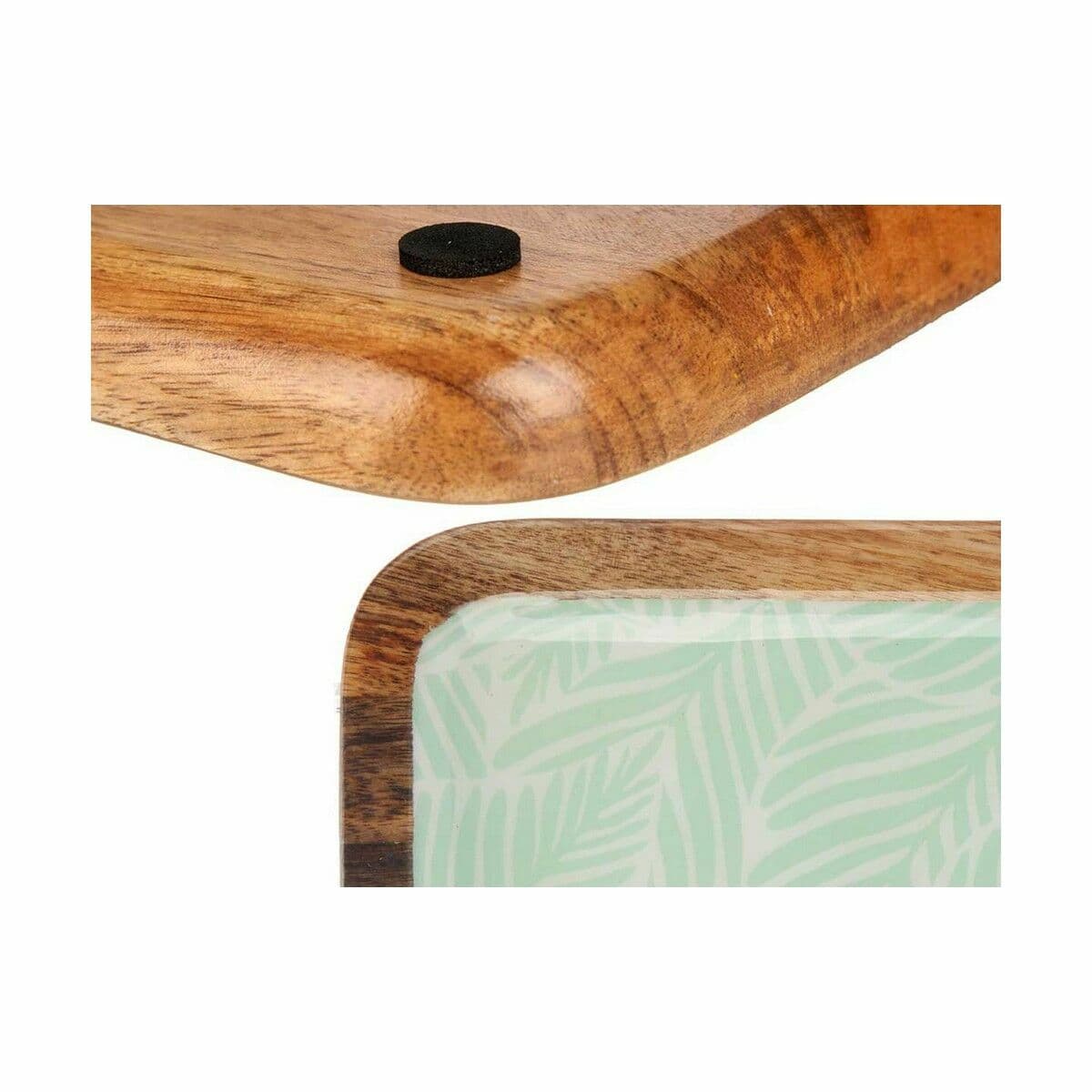 Lauakaunistus Gift Decor Valge Pruun Roheline Polüester Vaik Mangopuit 25 x 25 cm 25,4 x 2,54 x 25,4 cm Taime leht (6 Ühikut) - Image 4