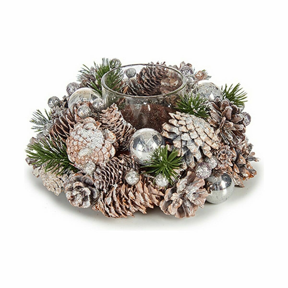 Ziemassvētku Sveces Turētājs Krist+ Balts Caurspīdīgs Sudrabains 19 x 9 x 19 cm (4 gb.) - Image 2