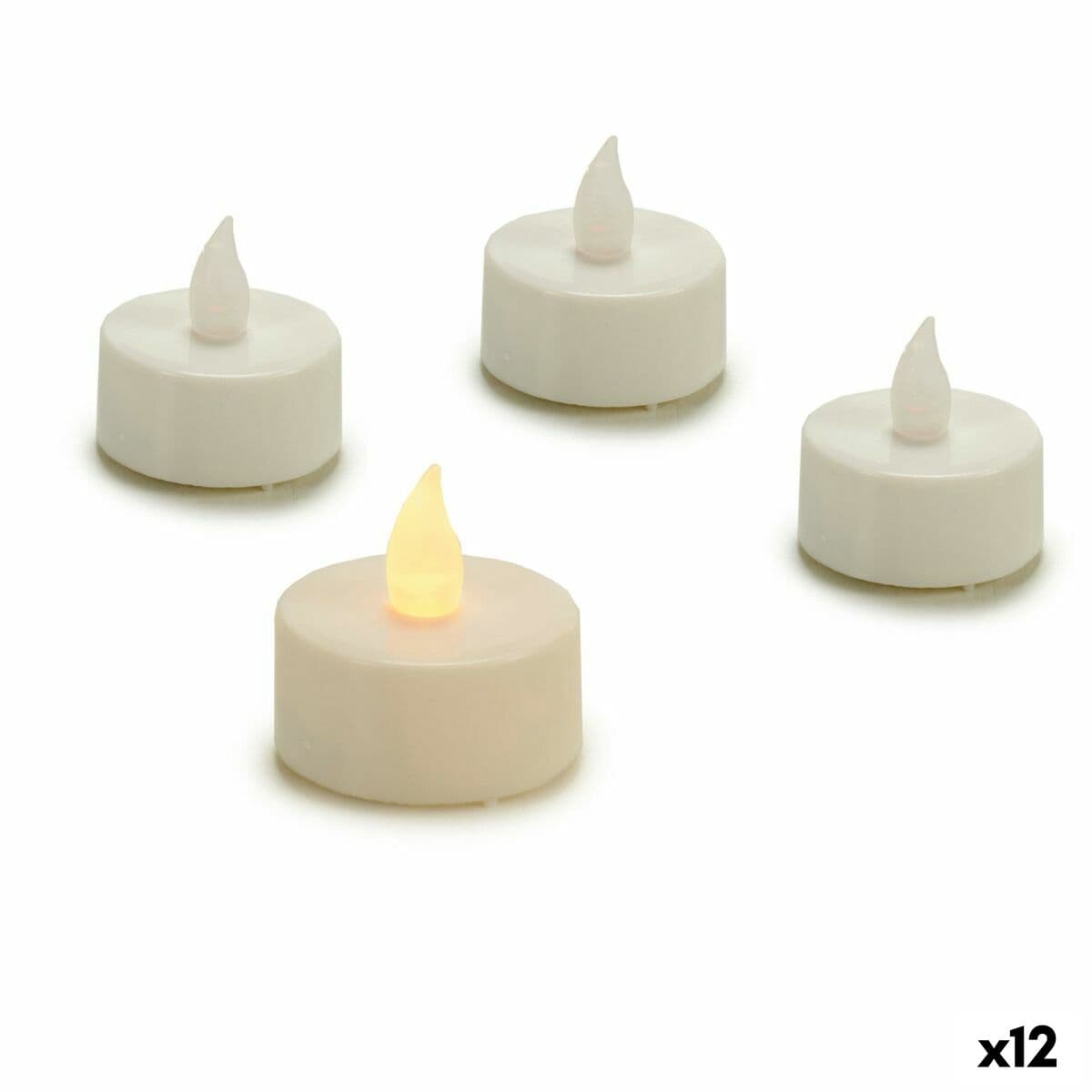 Set med levande ljus Gift Decor Vit 4 x 4 x 3,7 cm 13,5 x 17 x 4 cm LED (12 antal)