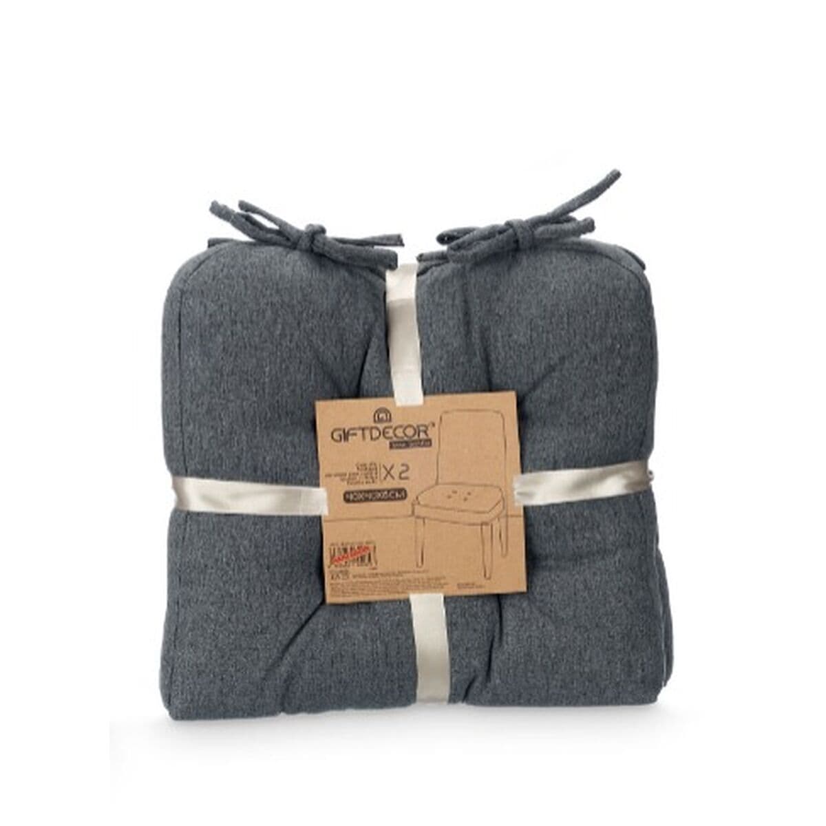 Set de cojines Gift Decor Gris 40 x 40 x 7 cm 2 Piezas (6 Unidades) - Image 6