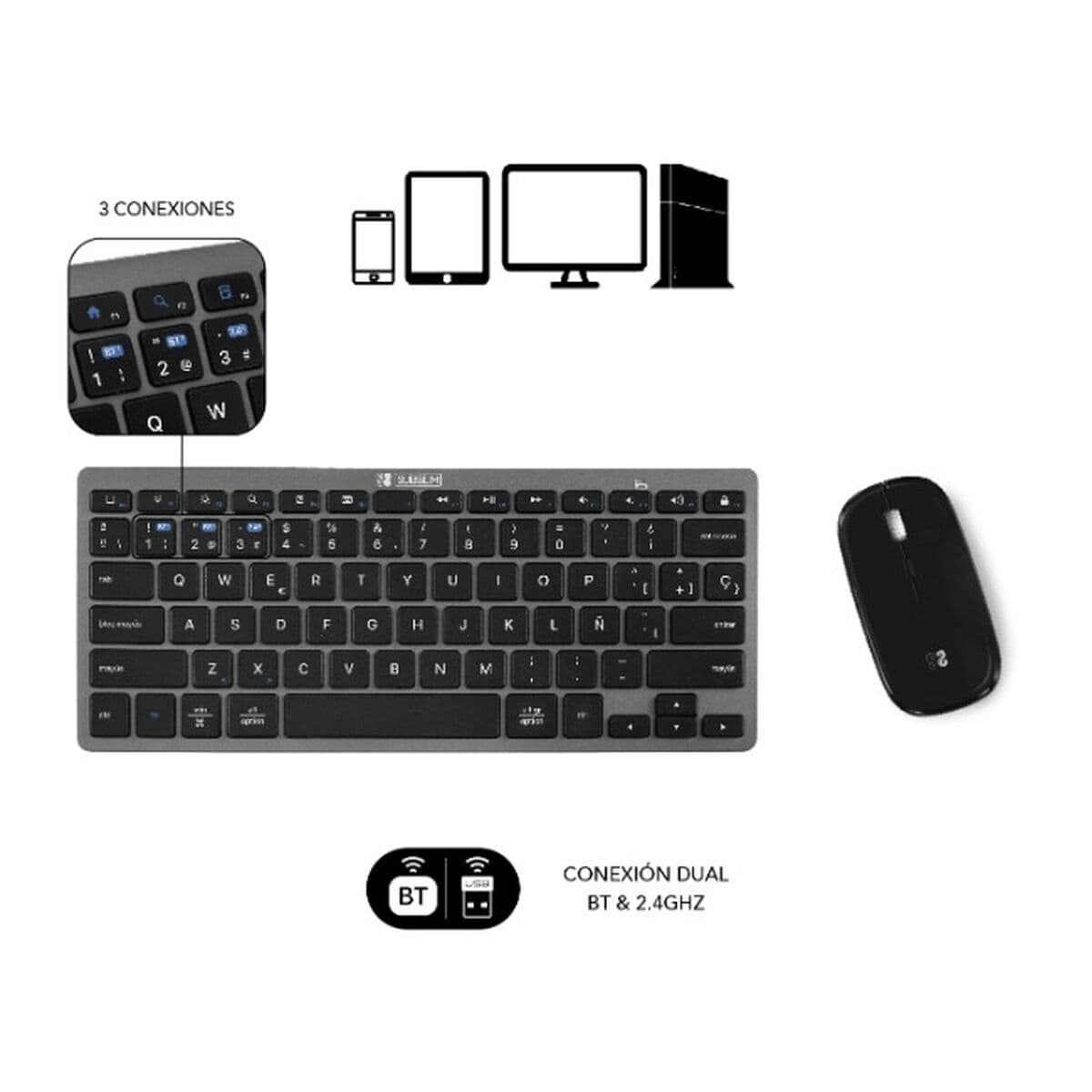 Tastatură și Mouse Subblim SUBKBC-OCO020 Negru Gri (2 Unități) - Image 12
