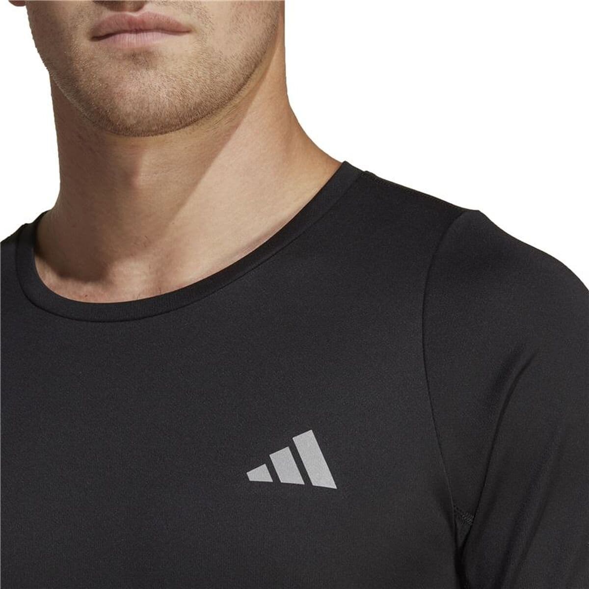 Herren Kurzarm-T-Shirt Adidas Run Icons 3S Schwarz - Image 4
